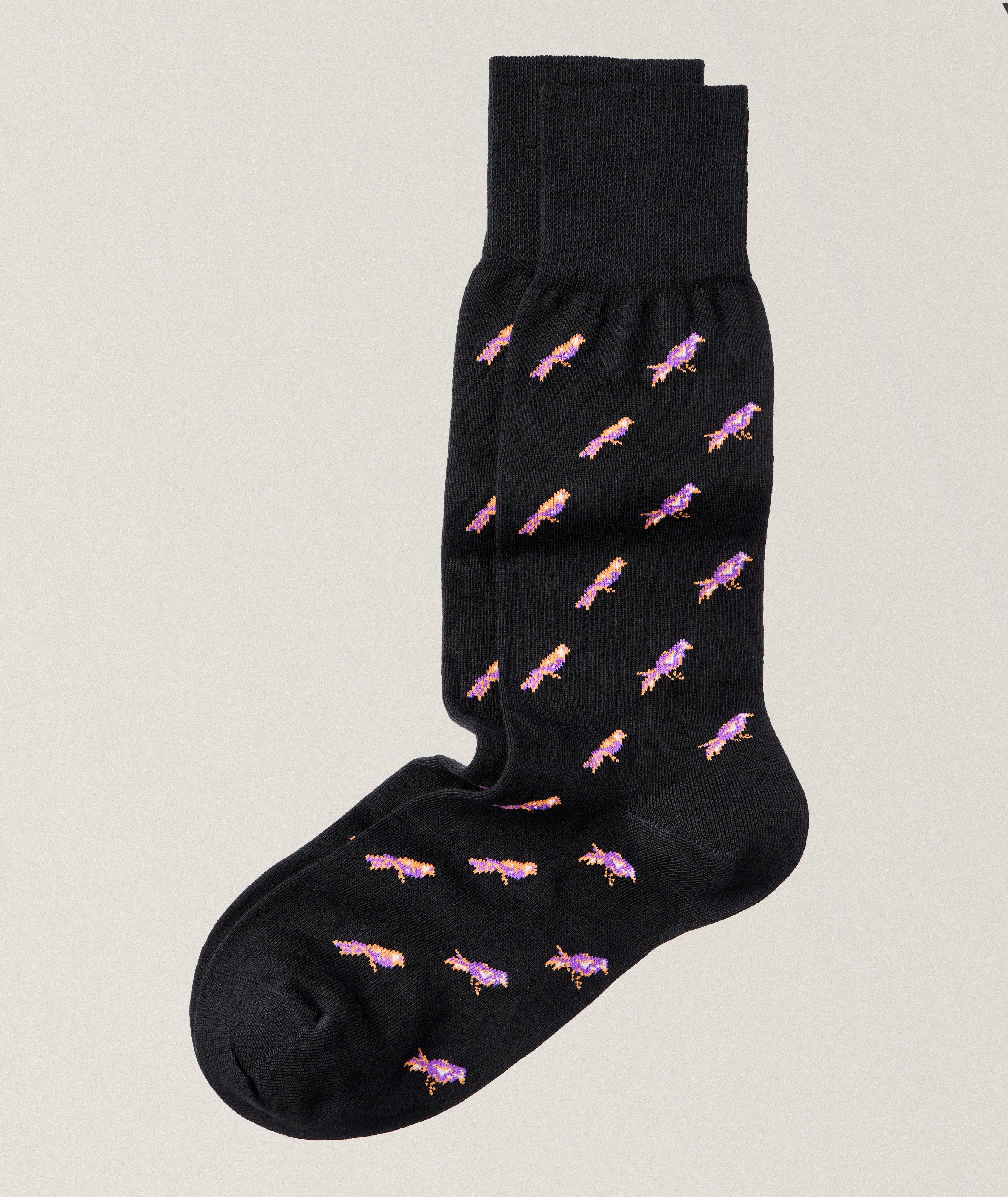 Chaussettes en mélange de coton à motif d’oiseaux image 0