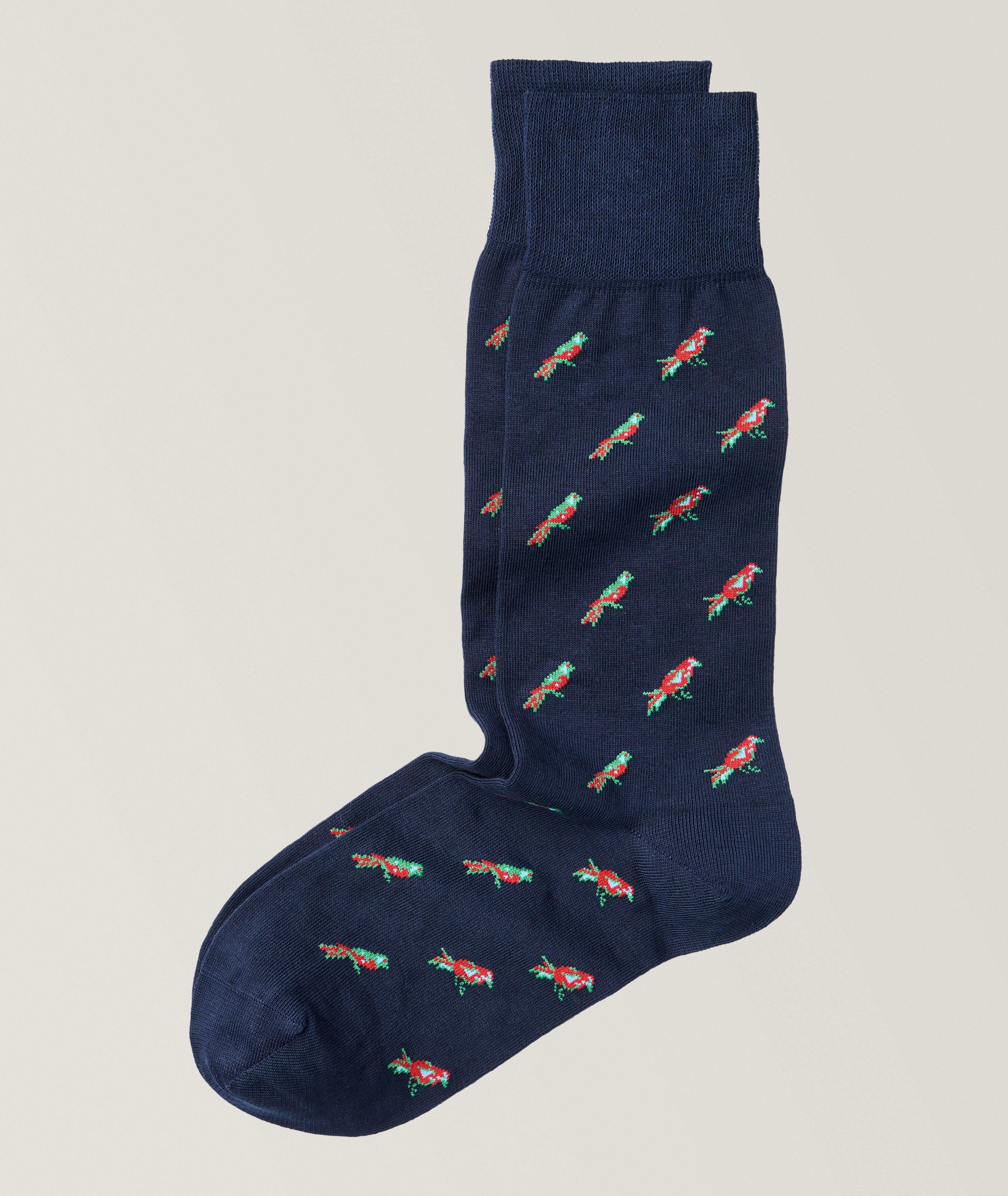 Birds Stretch Cotton-Blend Dress Socks image 0