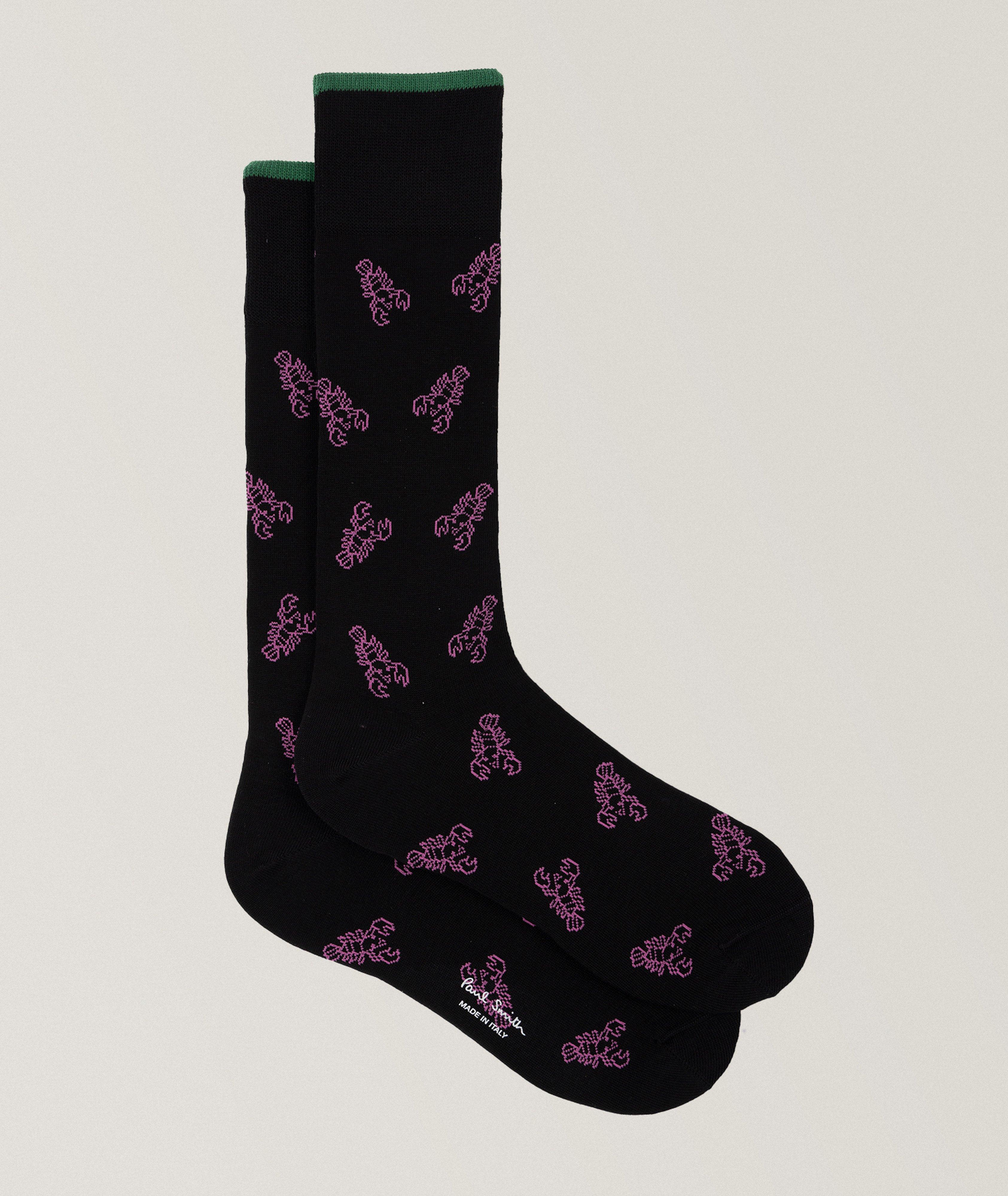 Lobster Print Stretch-Cotton Dress Socks image 0