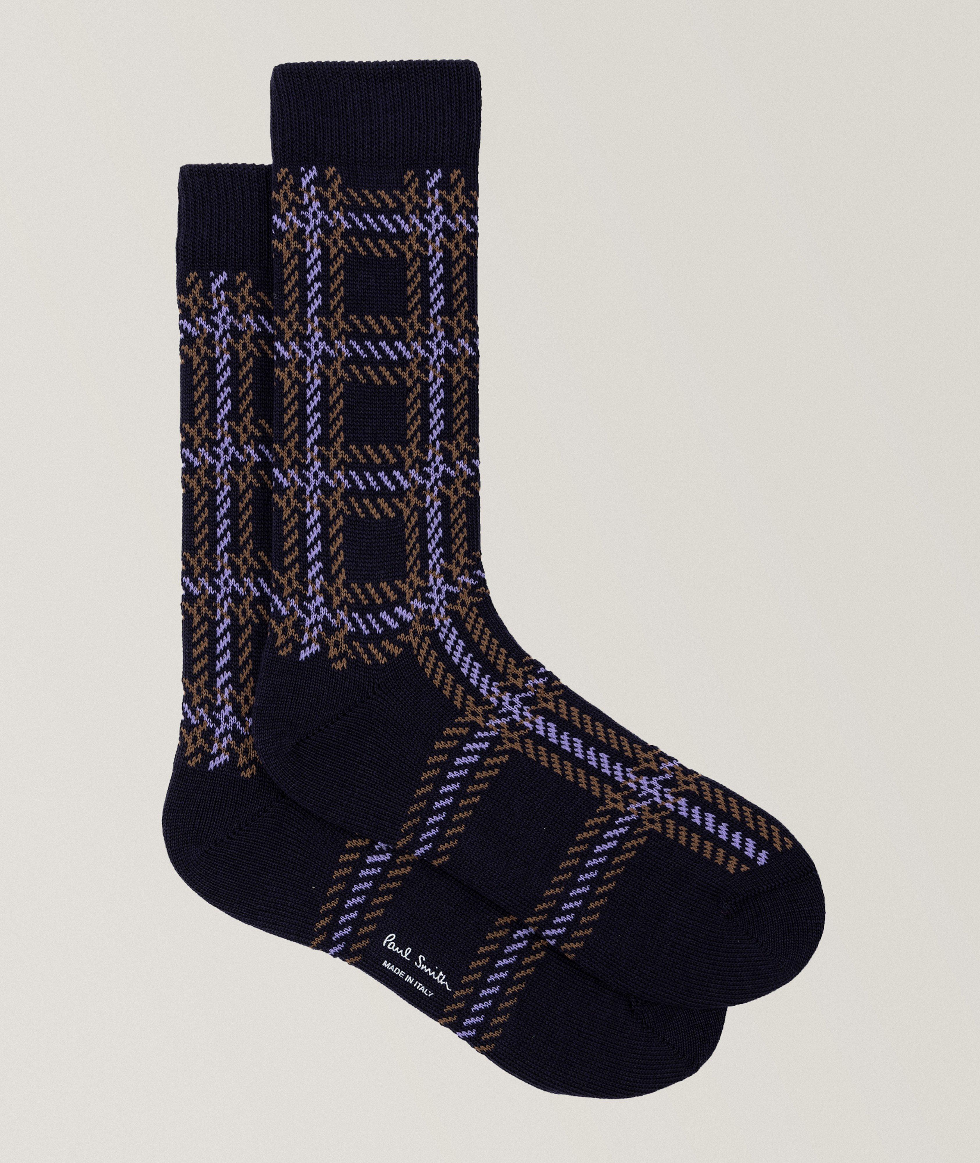 Hugo Check Stretch-Cotton Dress Socks image 0