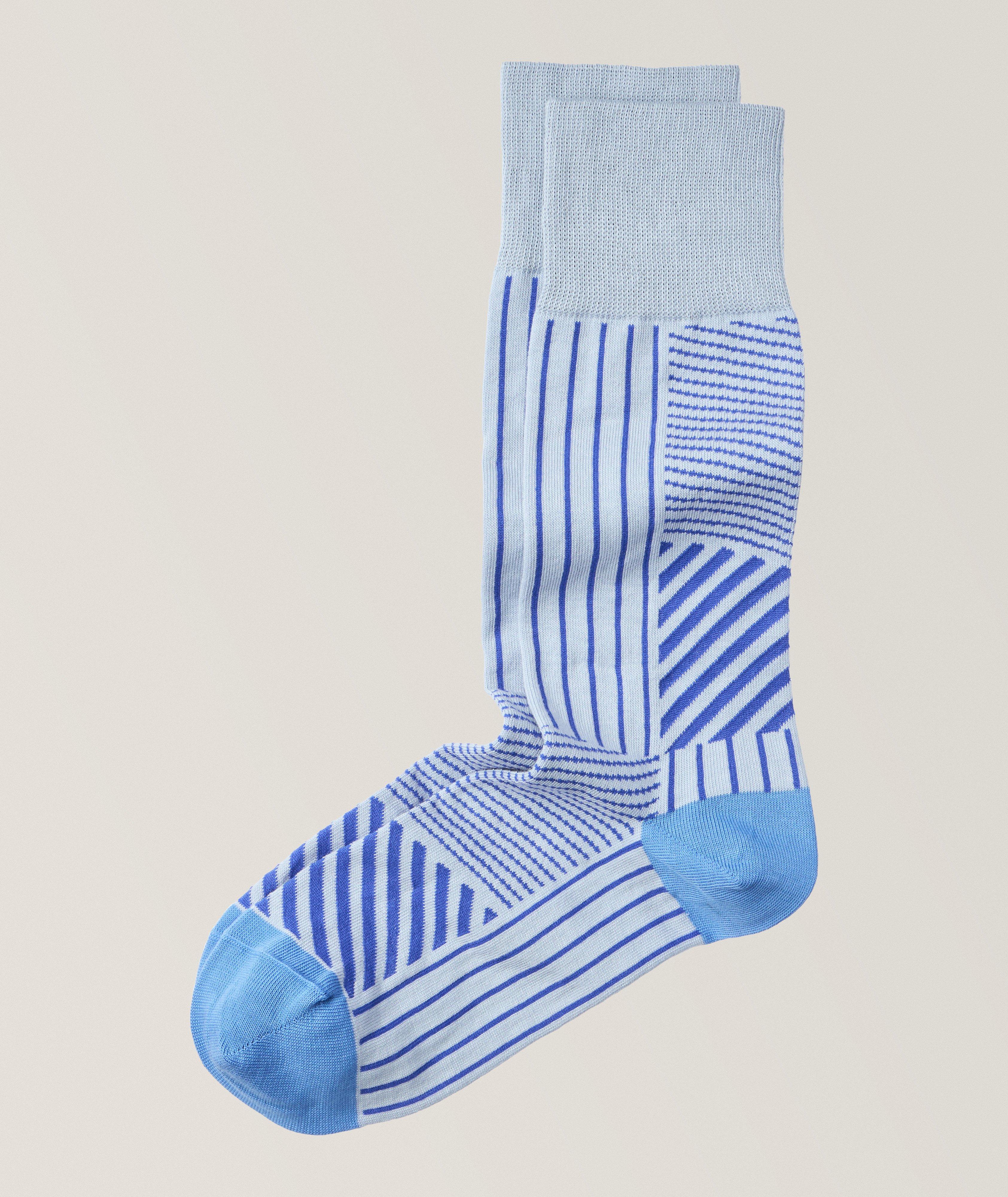 Gordan Stripe Stretch Cotton-Blend Dress Socks image 0