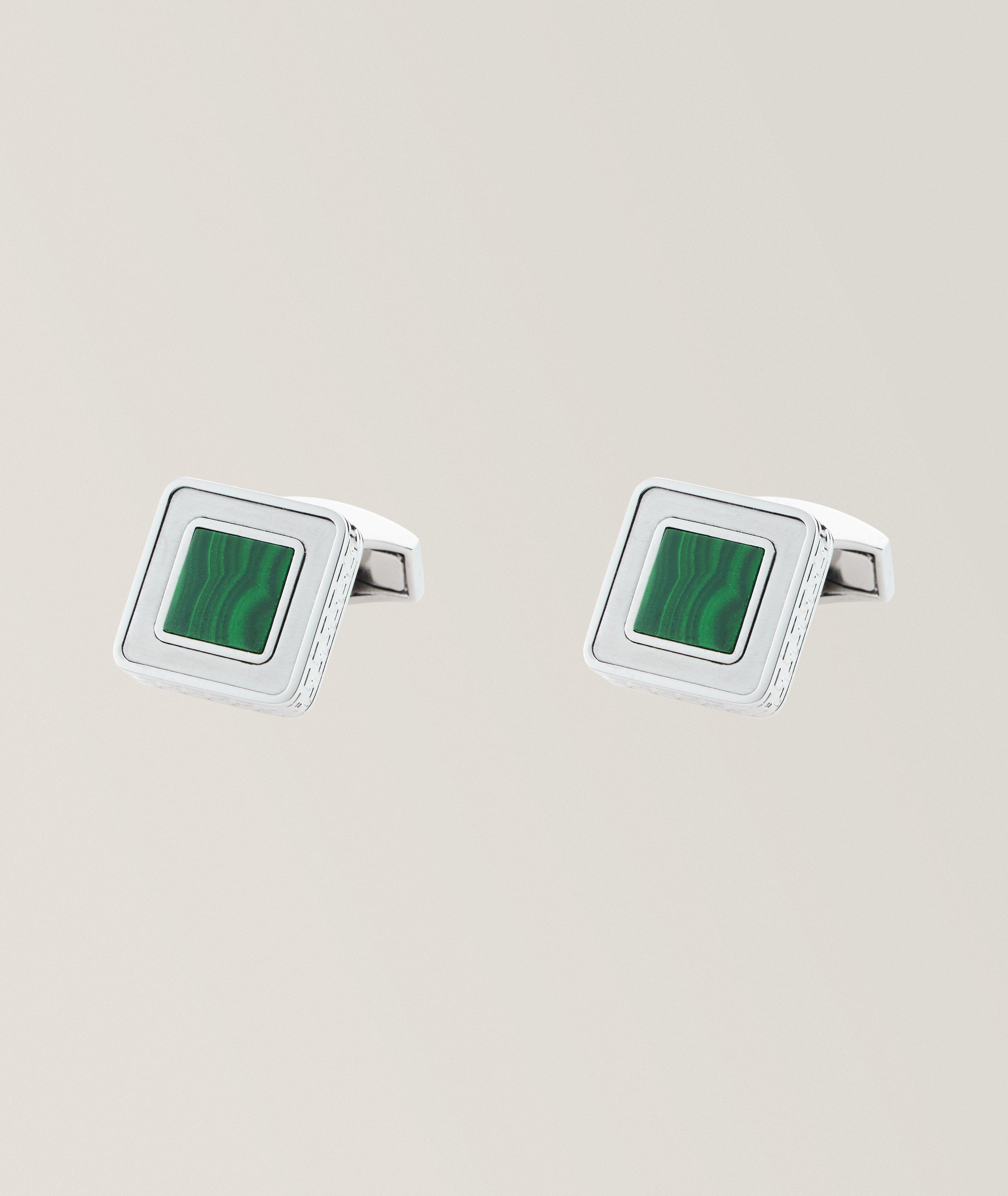 Tateossian Malachite Engraved Cufflinks