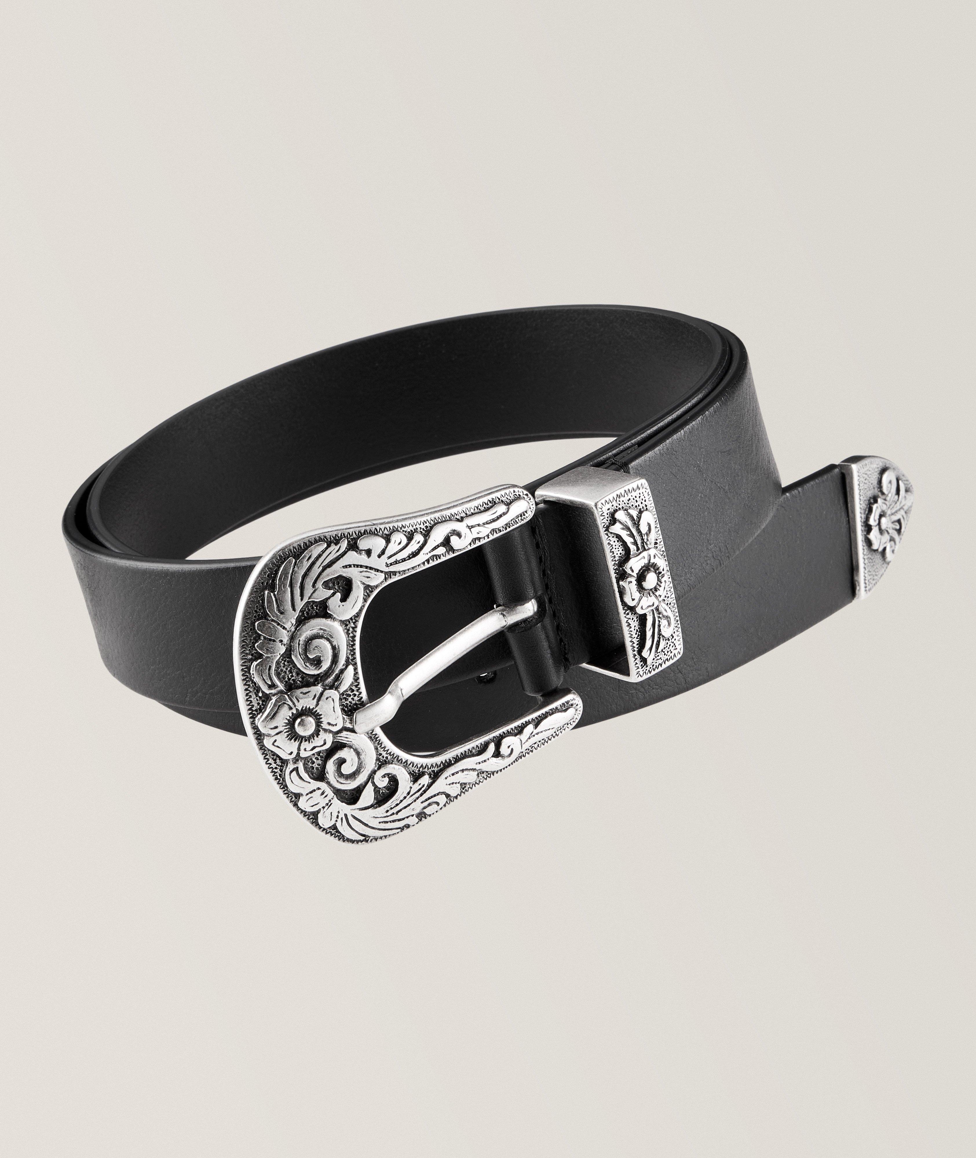 Oversized Fancy Western Buckle Leather Belt