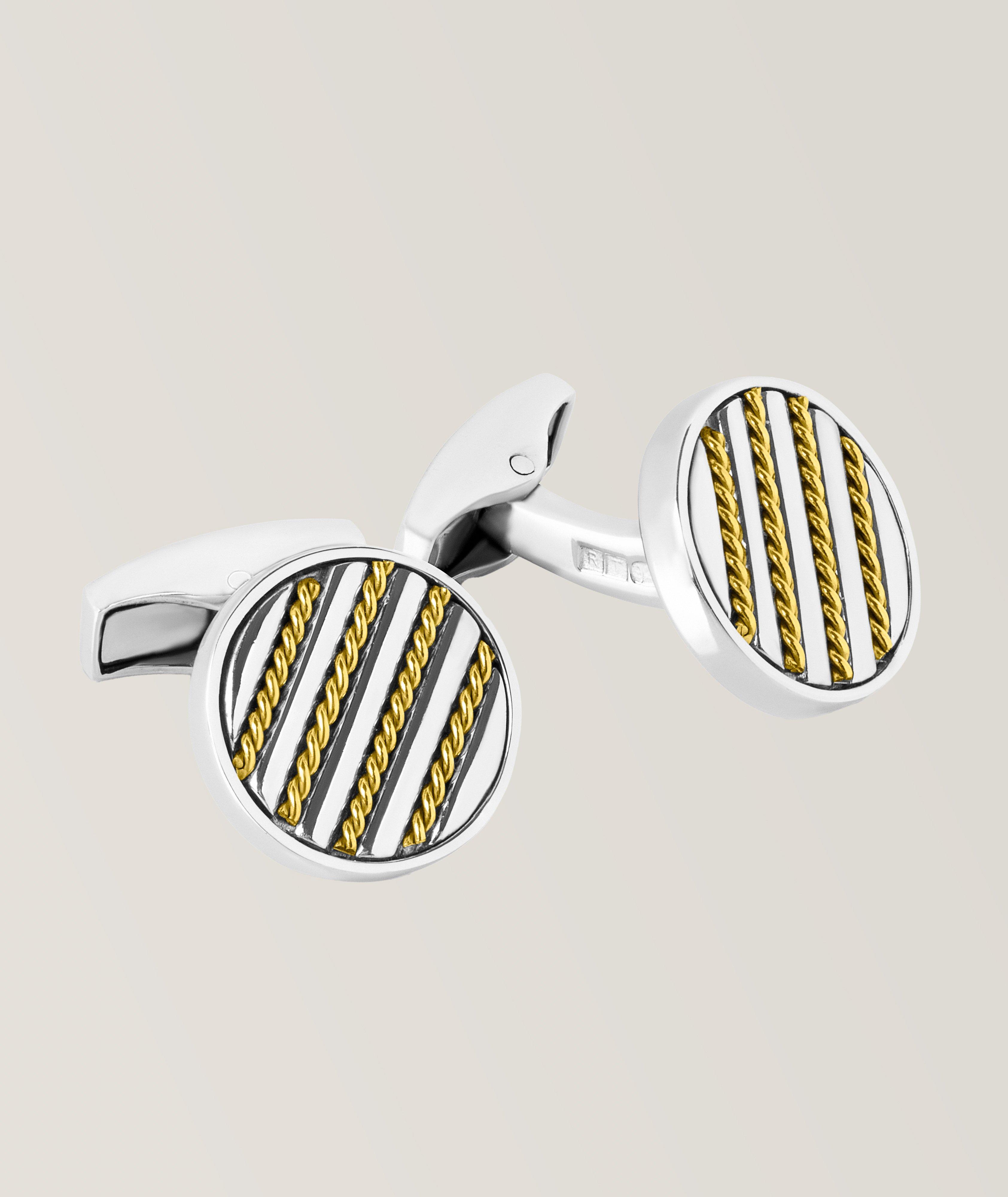 Royal Cable Sterling Silver & 18K Yellow Gold Cufflinks image 0