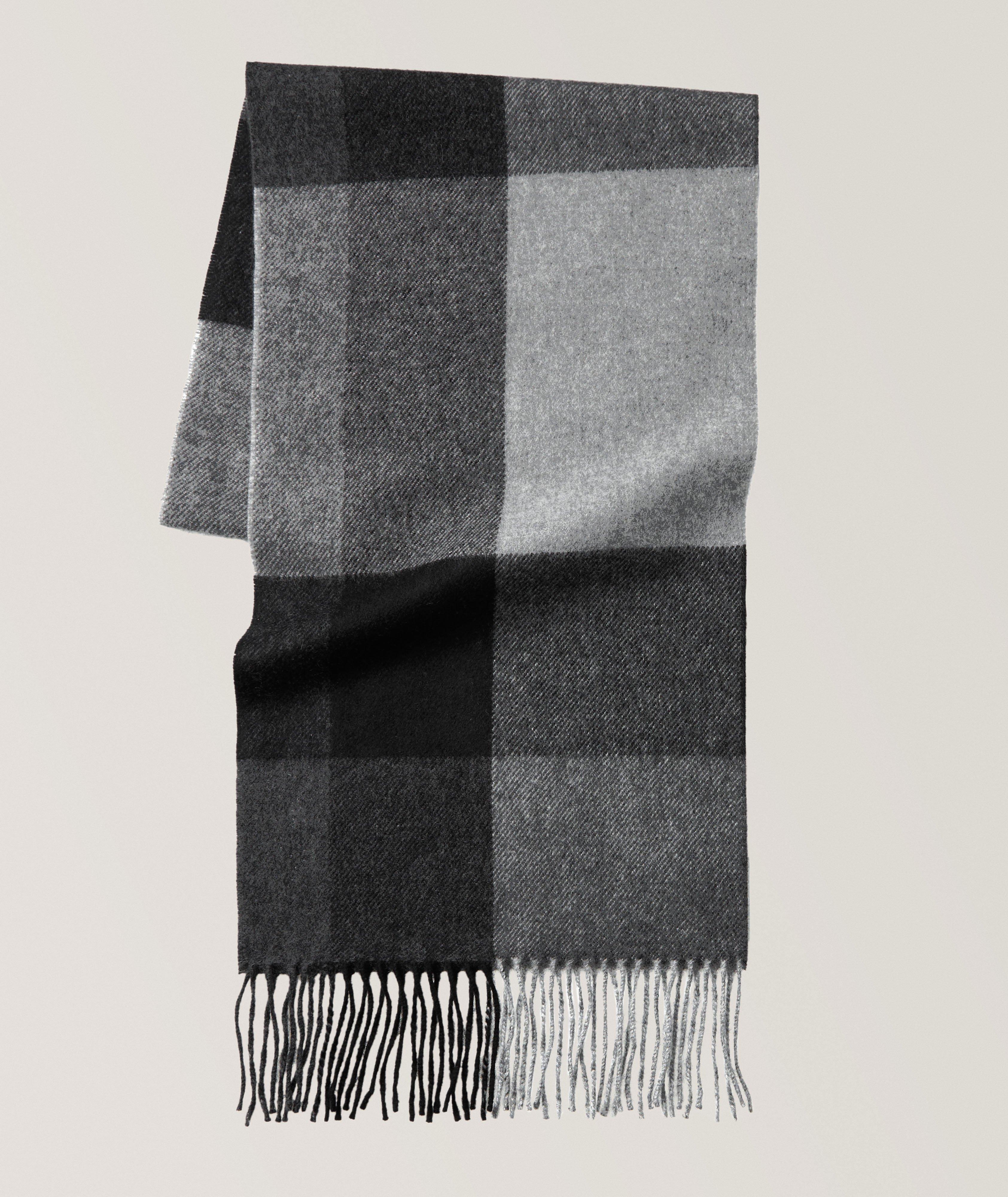 Plaid Cashmere Fringed Scarf image 0