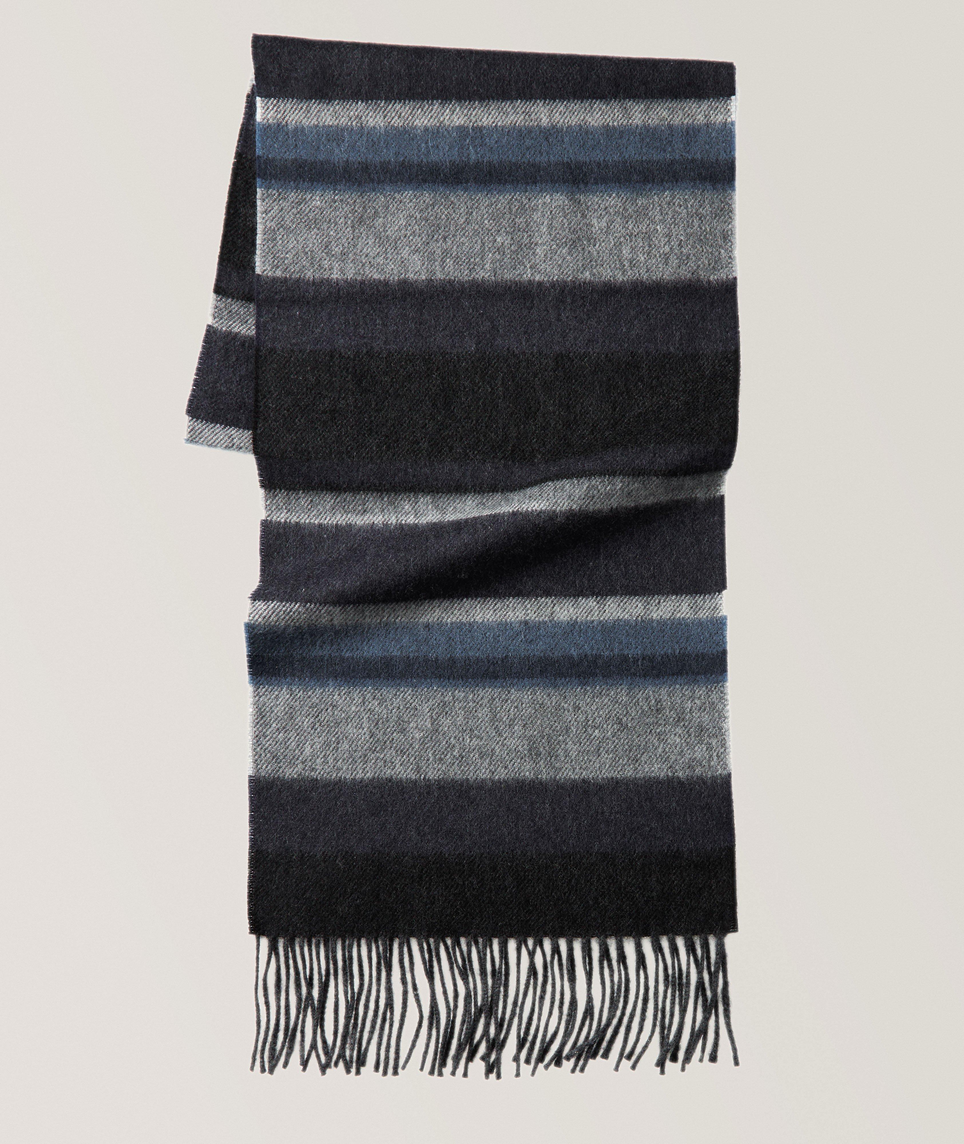 Striped Cashmere Fringed Scarf image 0