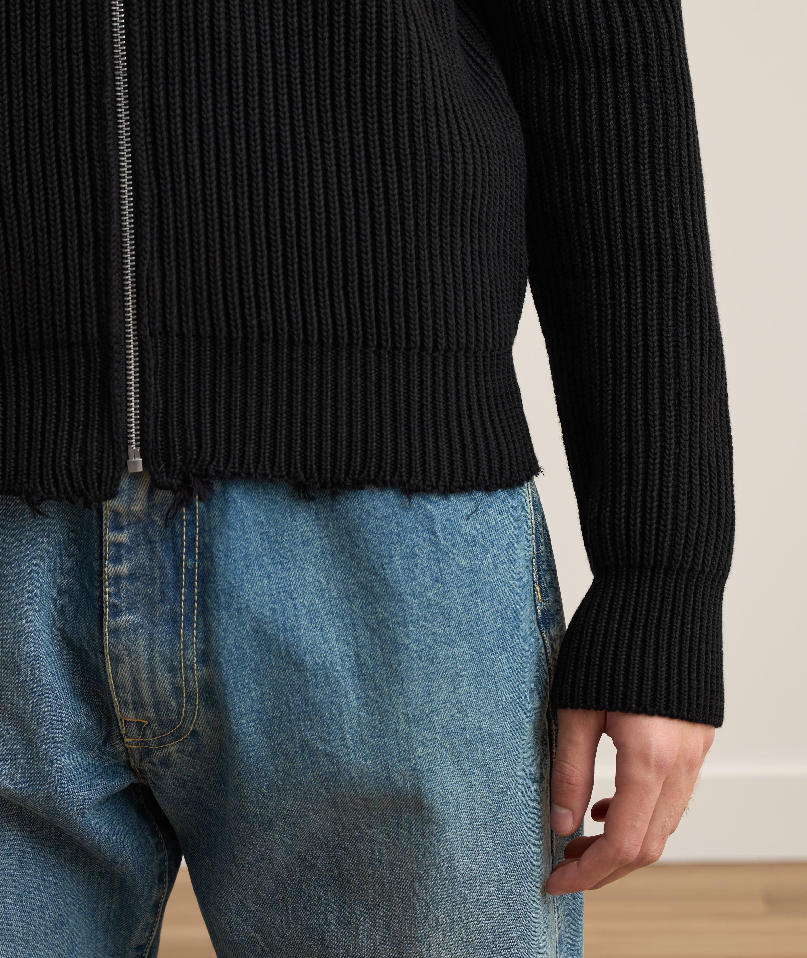 Distressed Hem Full-Zip Sweater image 4