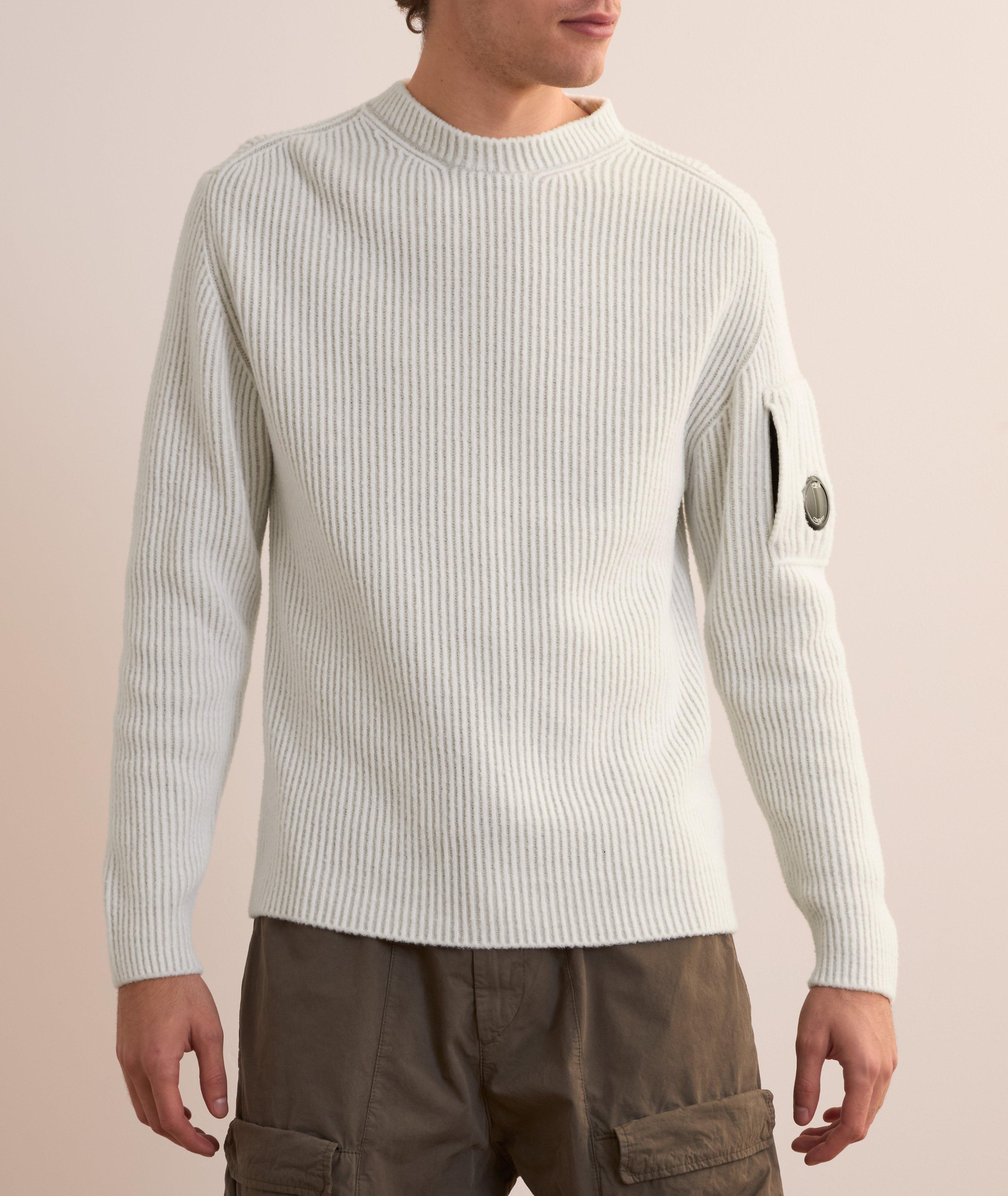 Two-Tone Ribbed Knit Crewneck Sweater image 1