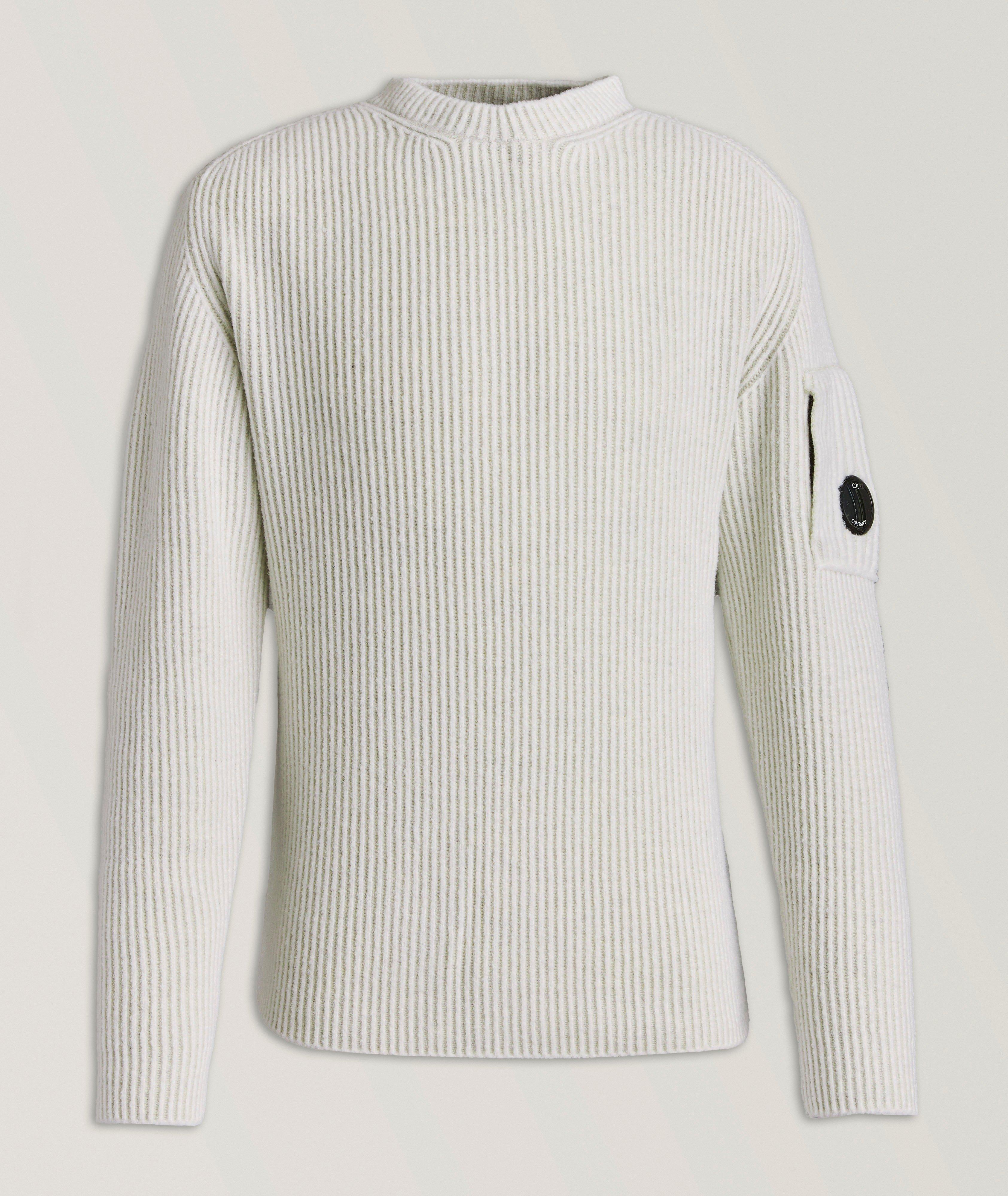 Two-Tone Ribbed Knit Crewneck Sweater image 0
