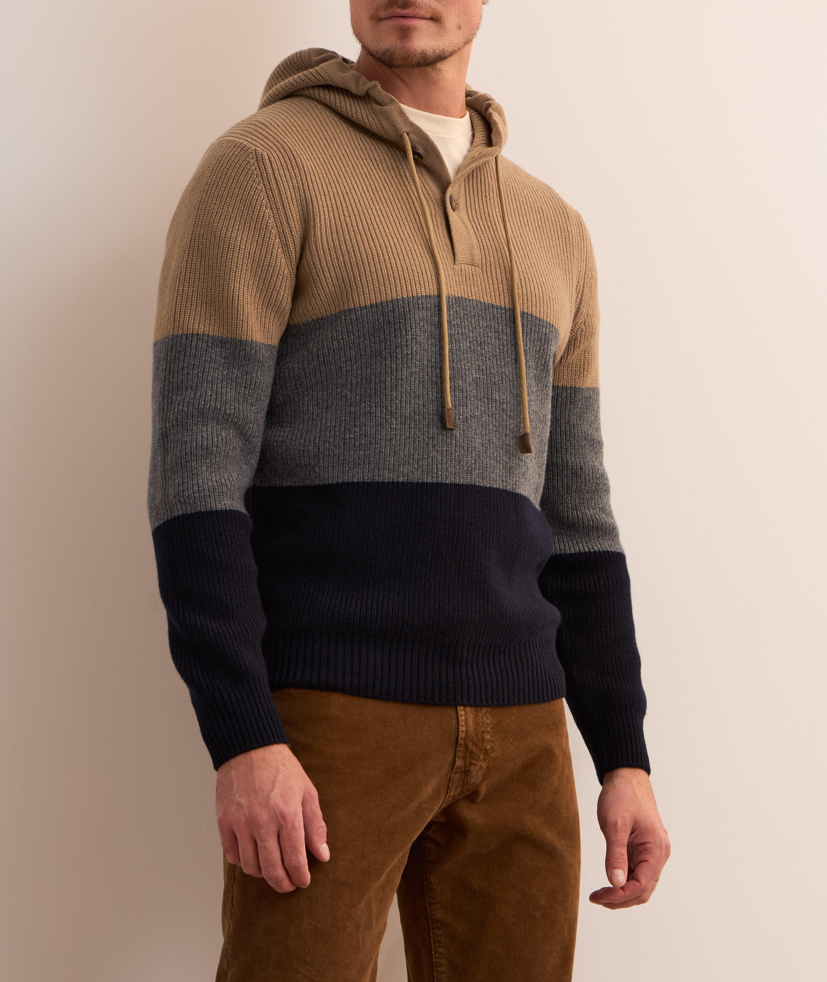 Colourblock Virgin Wool Hooded Sweater image 1