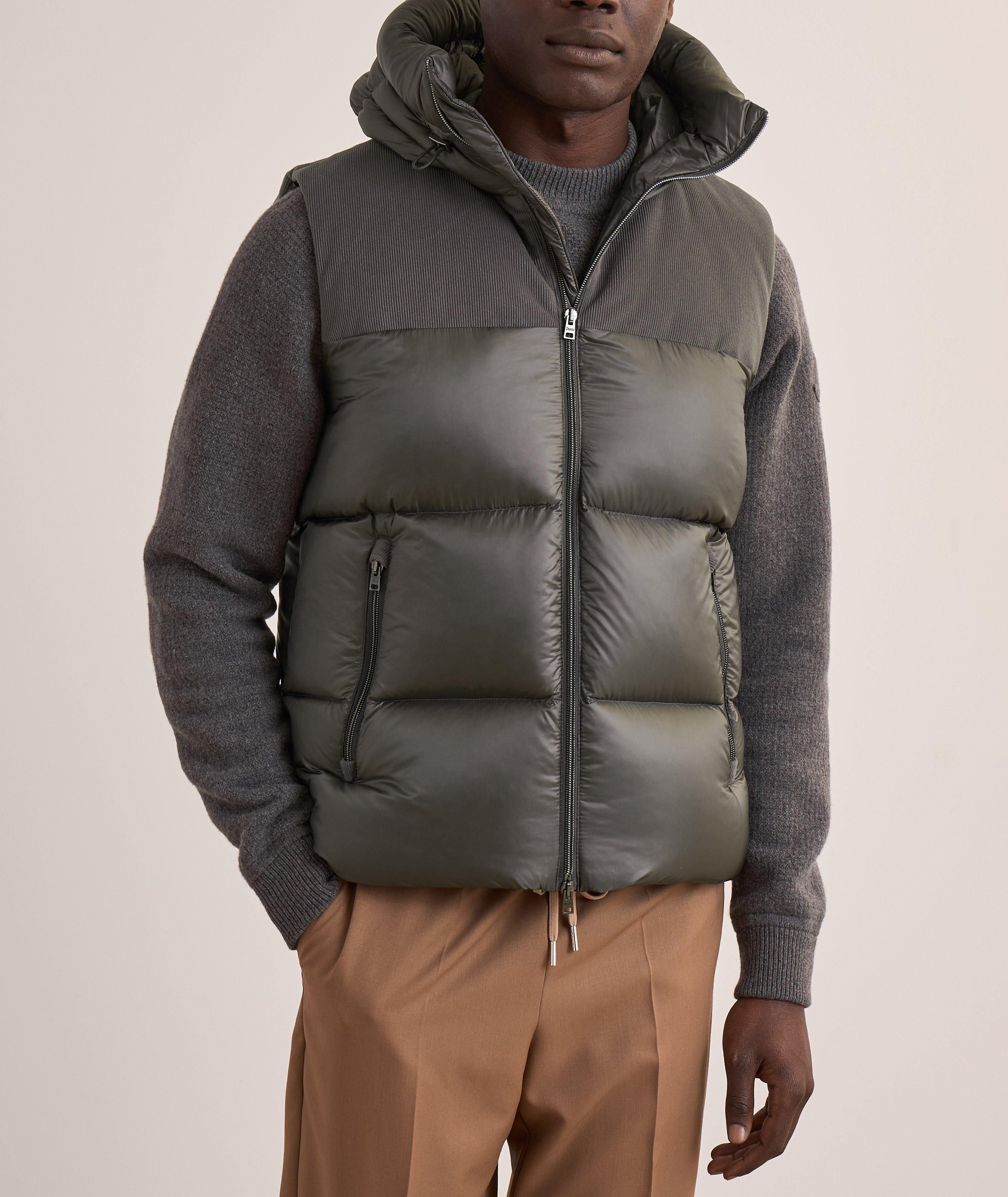 Mixed Media Hooded Down Puffer Vest  image 1