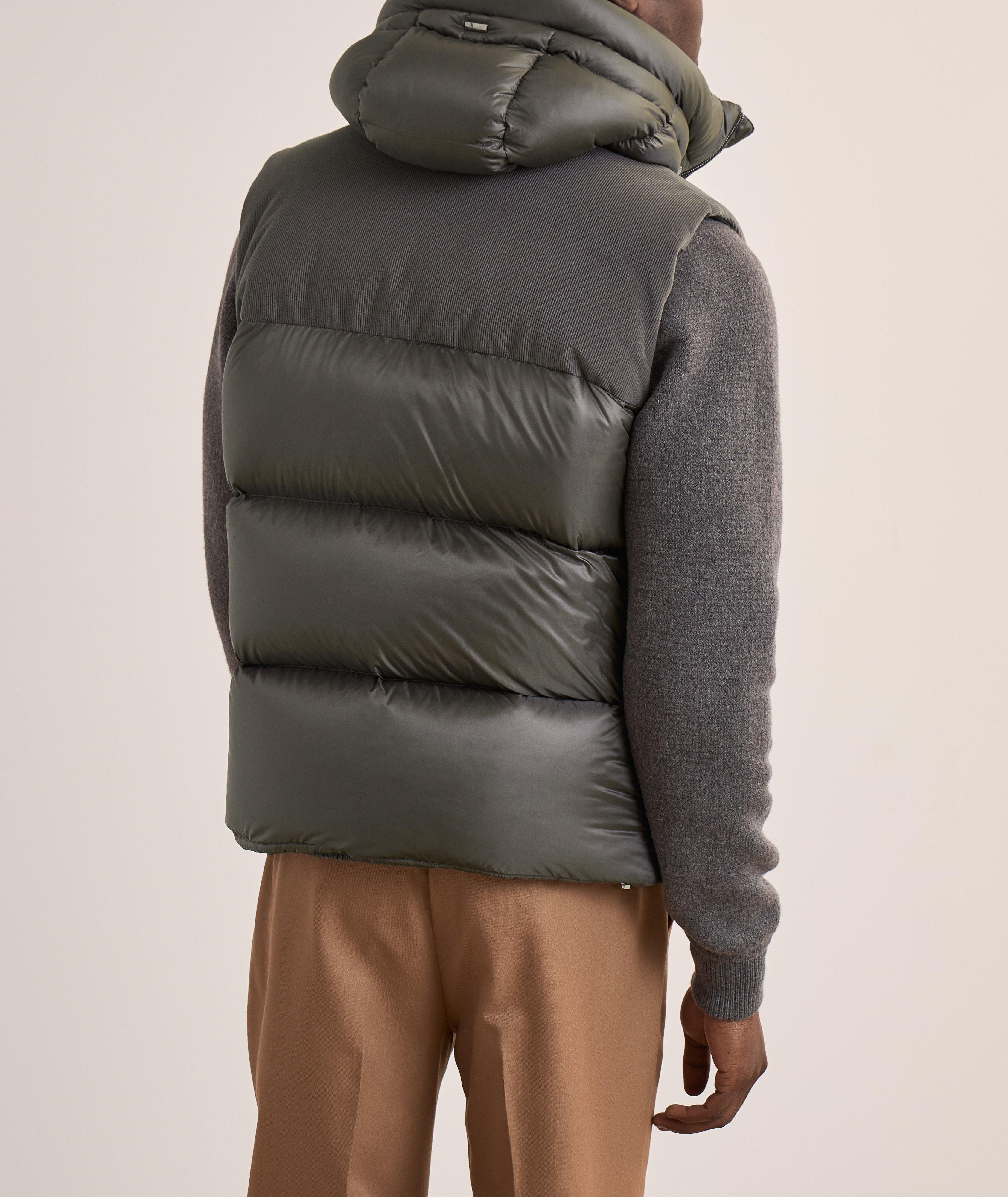 Mixed Media Hooded Down Puffer Vest  image 2