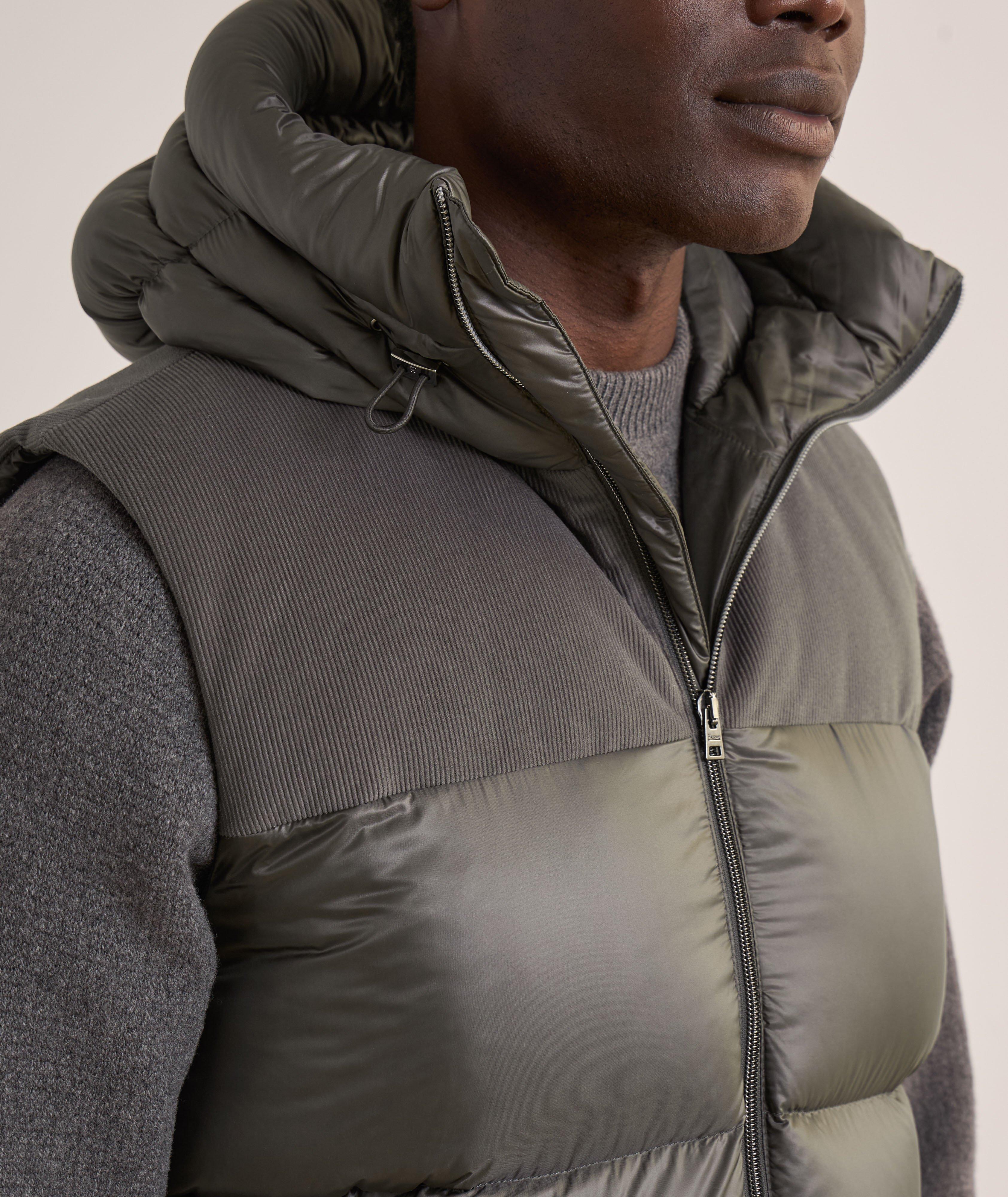 Mixed Media Hooded Down Puffer Vest  image 3