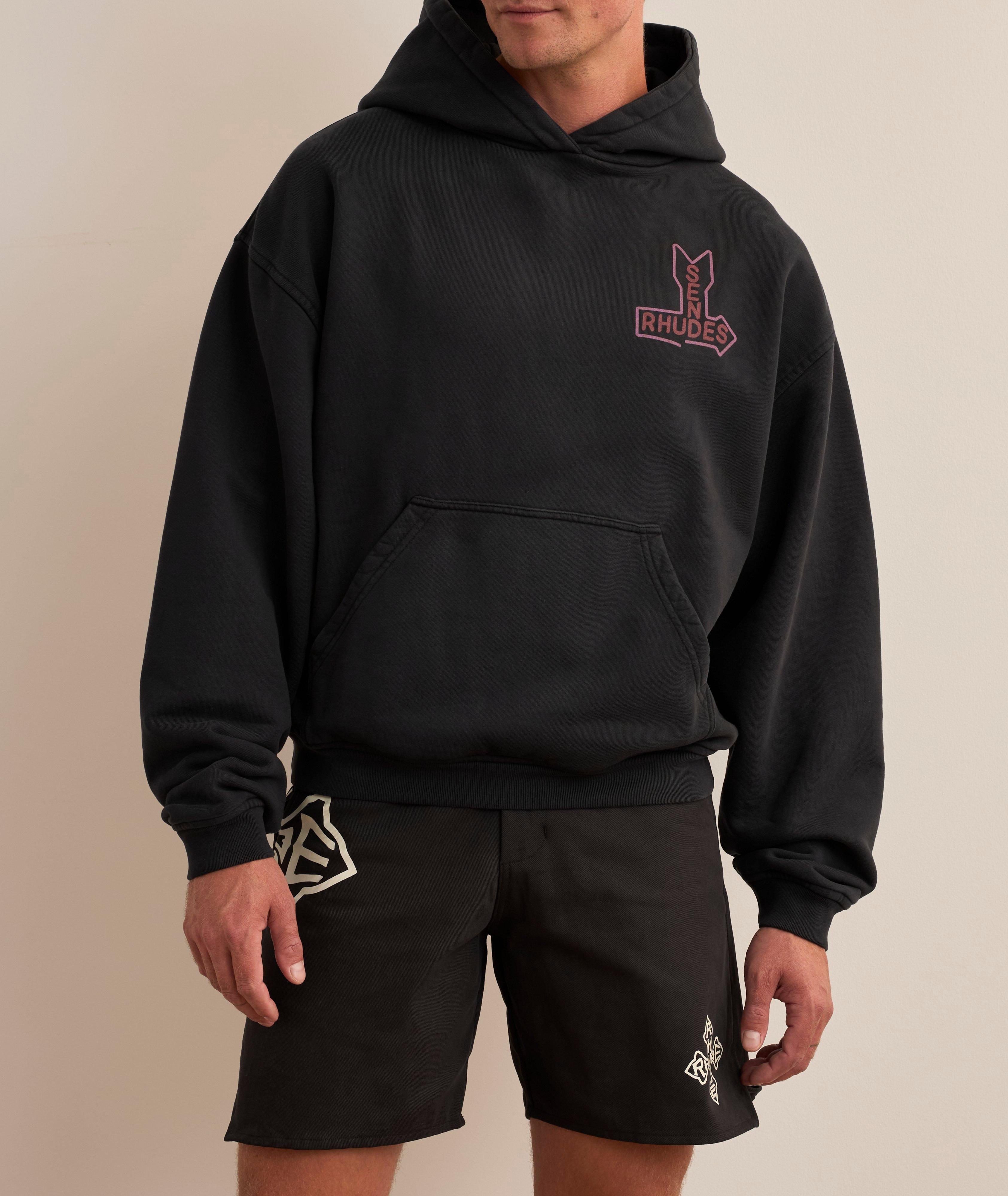 Graphic Print Cotton Hooded Sweater