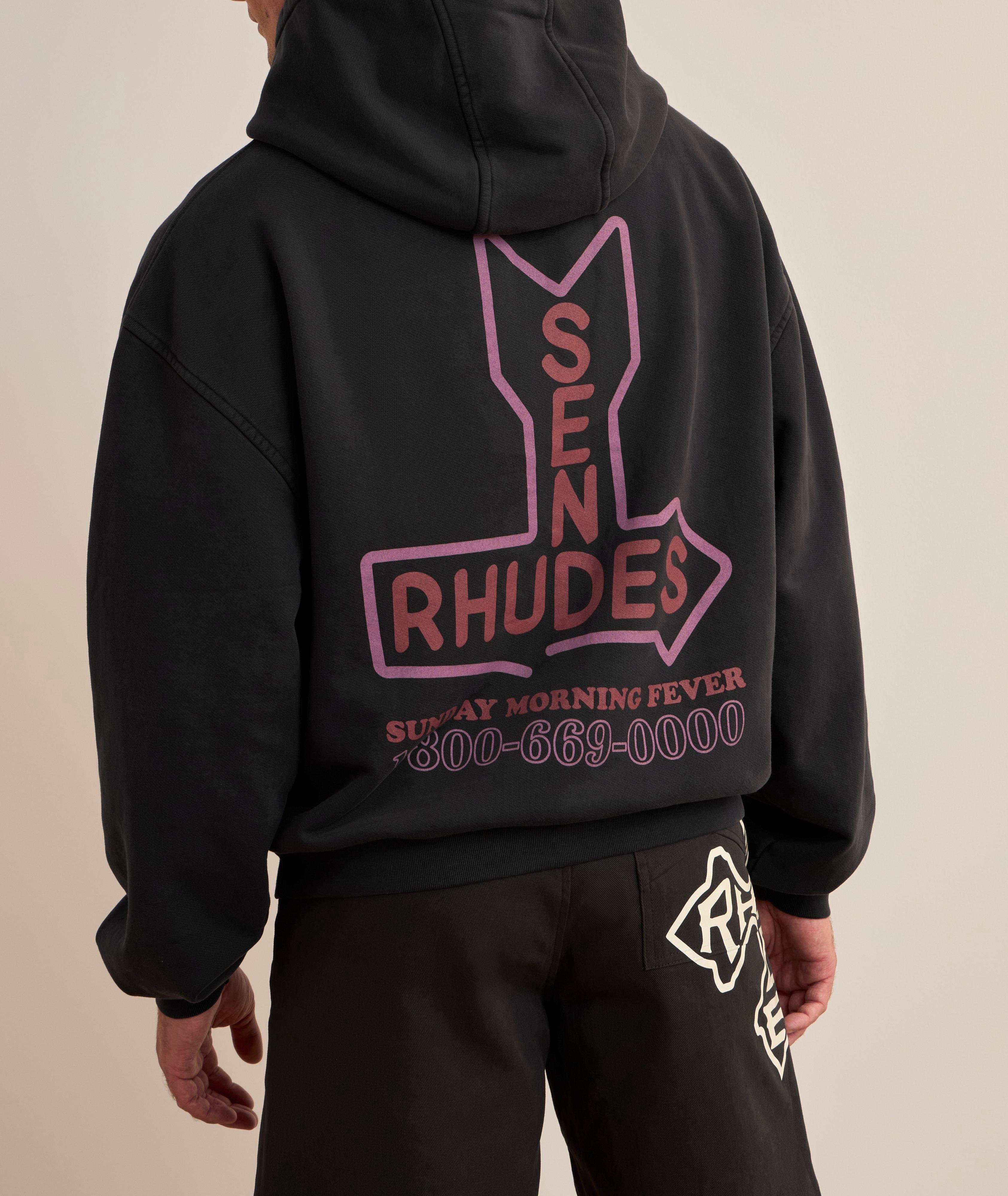 Graphic Print Cotton Hooded Sweater