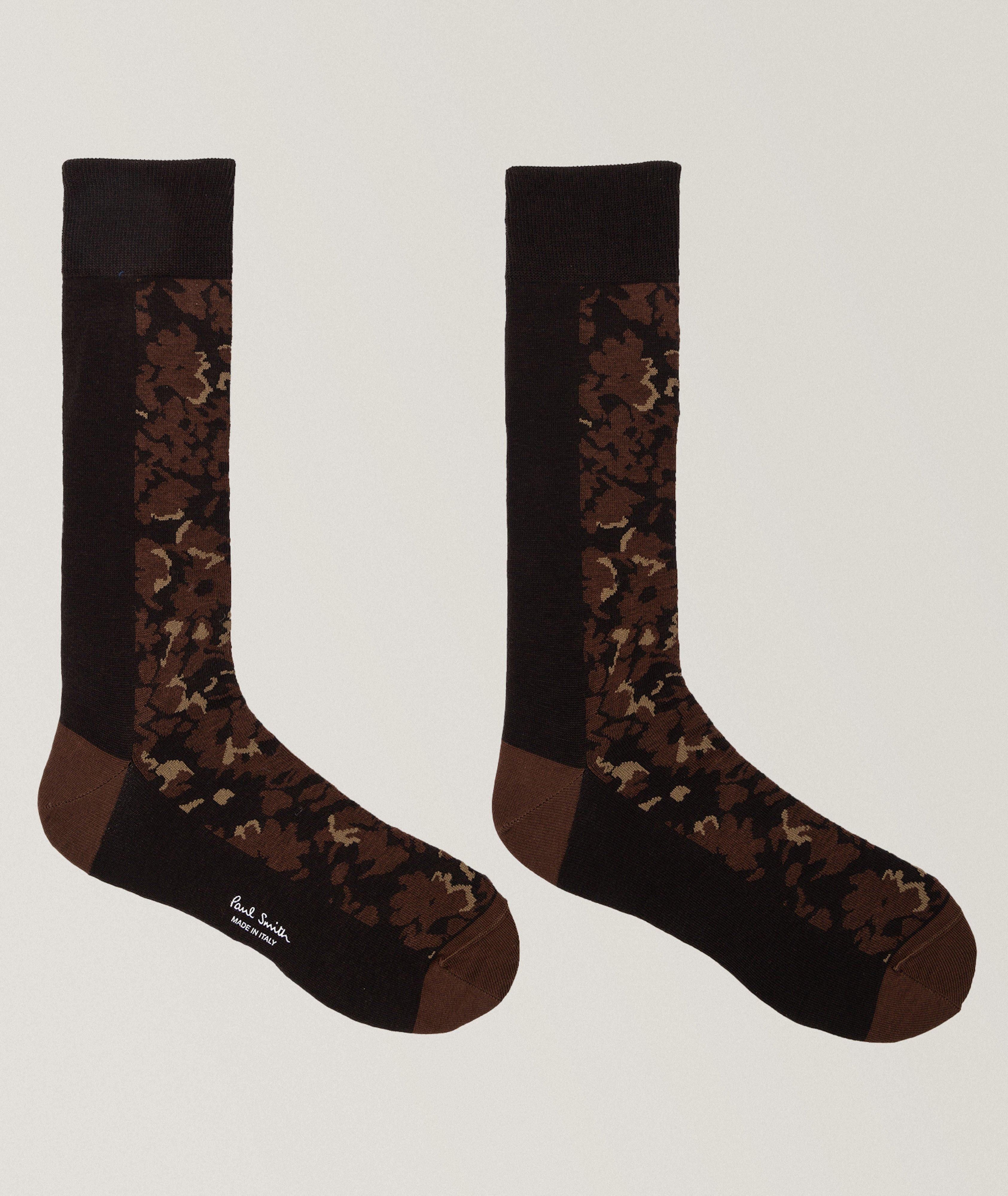 Floral Stretch Cotton Dress Socks image 1