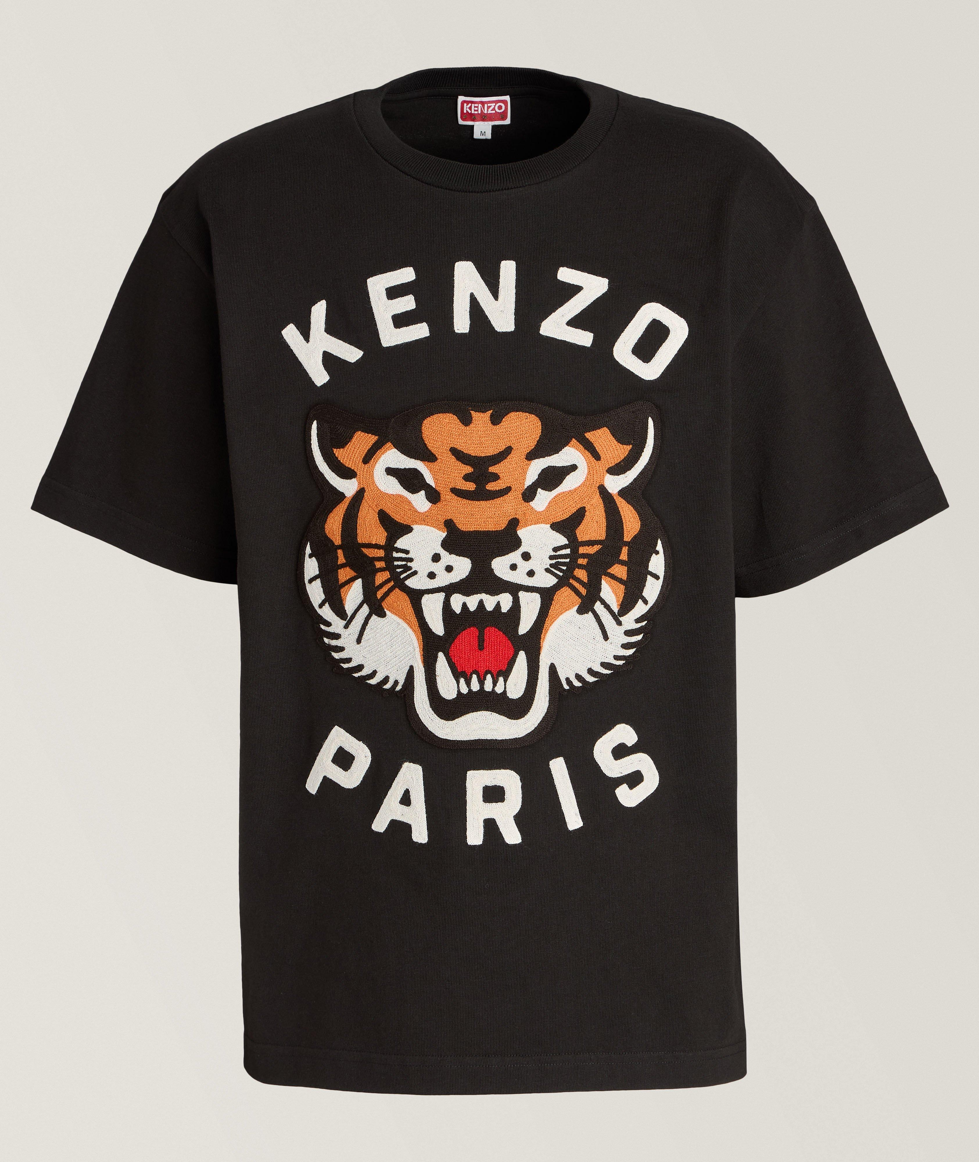 T-shirt en coton avec image de tigre image 0