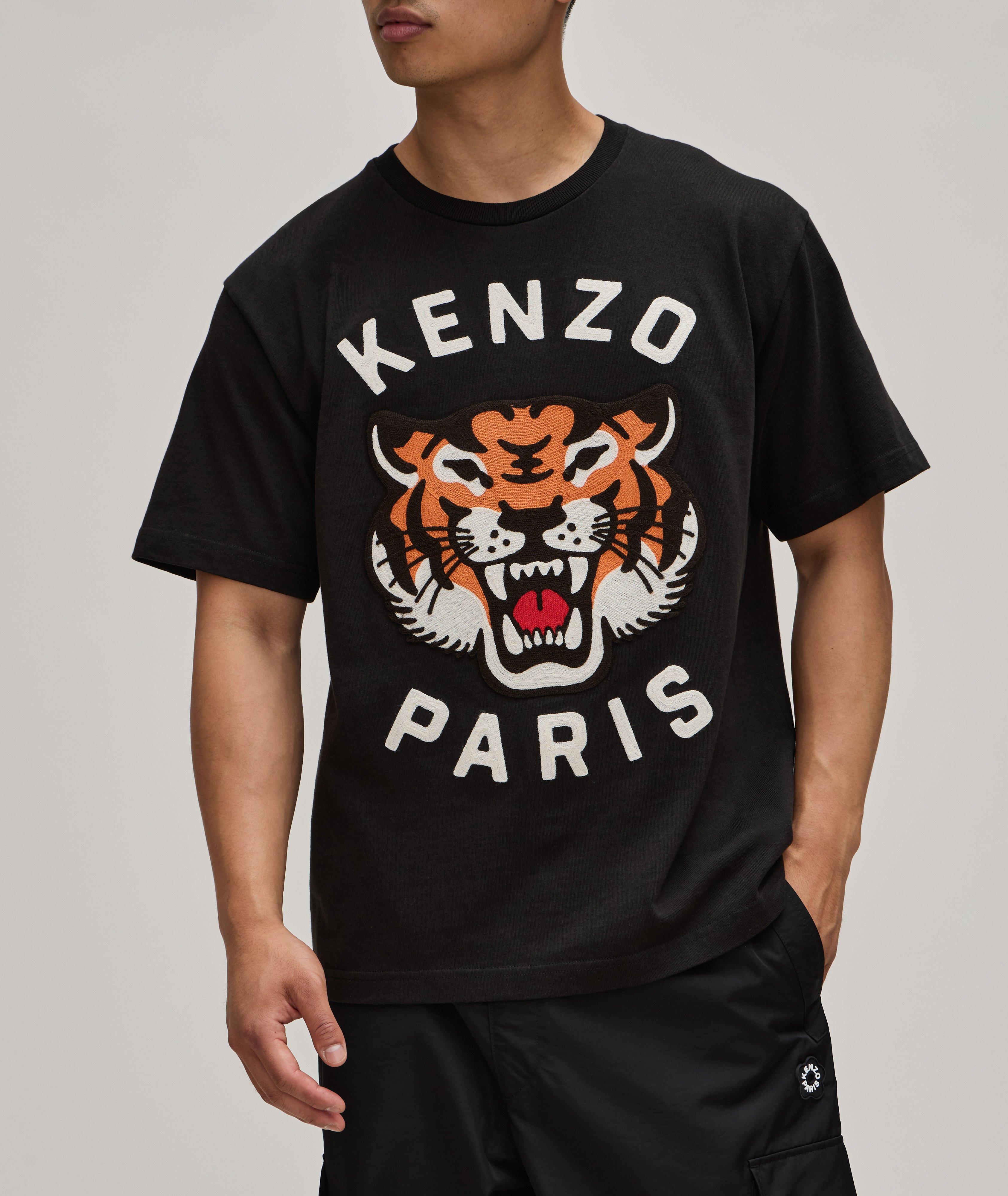 T-shirt en coton avec image de tigre image 1