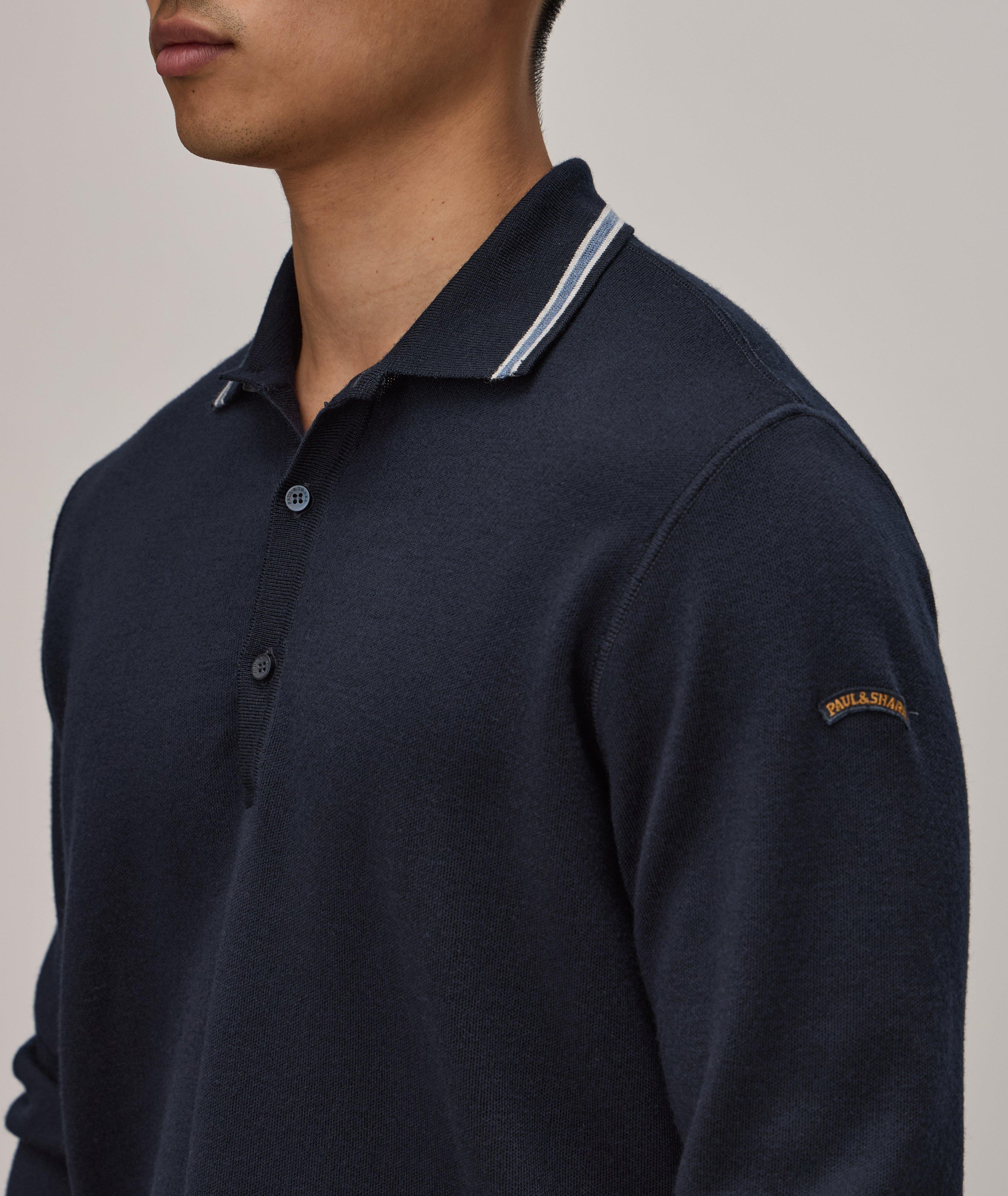 Virgin Wool Stripe Knit Polo image 3