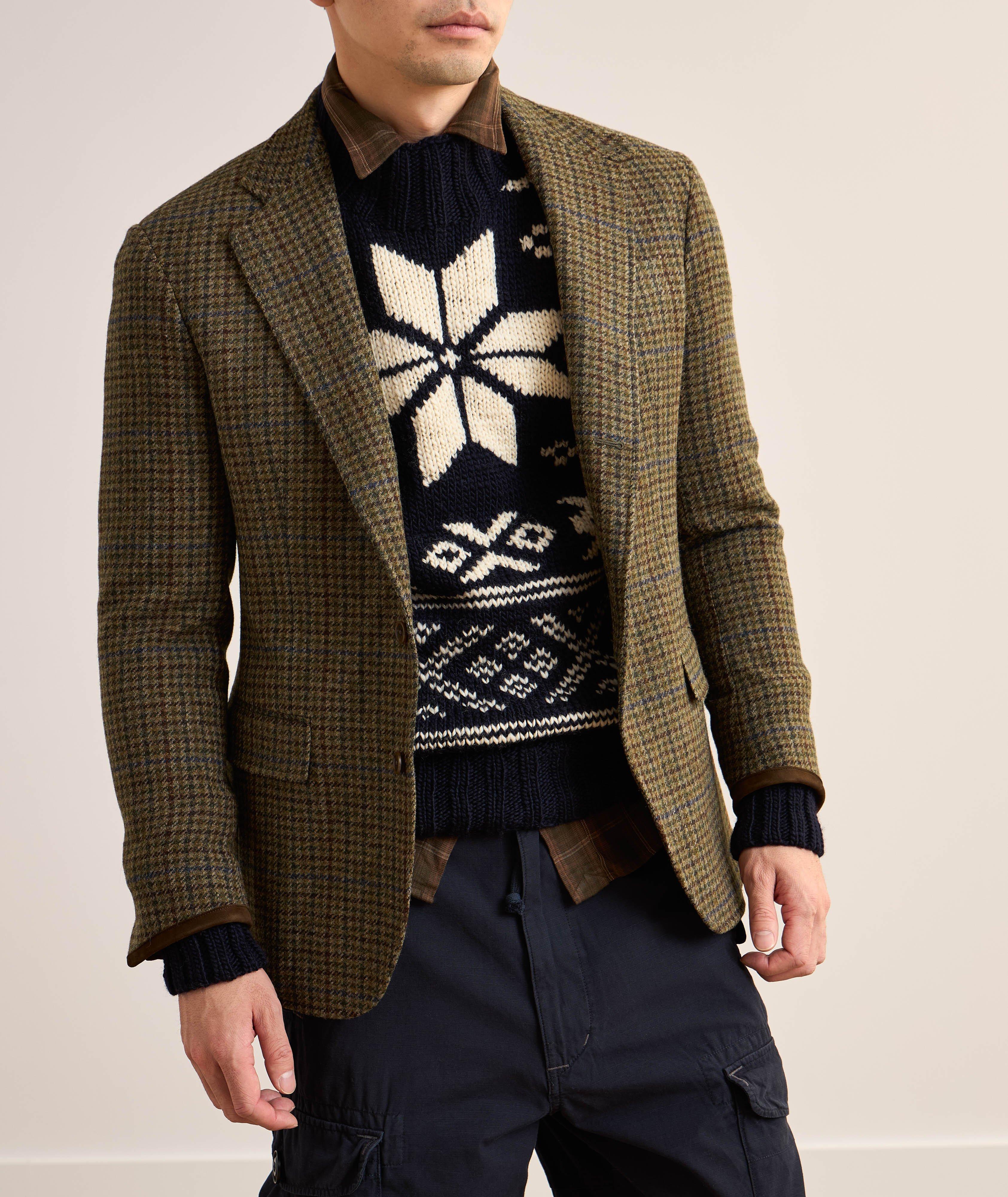 Elbow-Patch Houndstooth Wool Sport Jacket  image 1