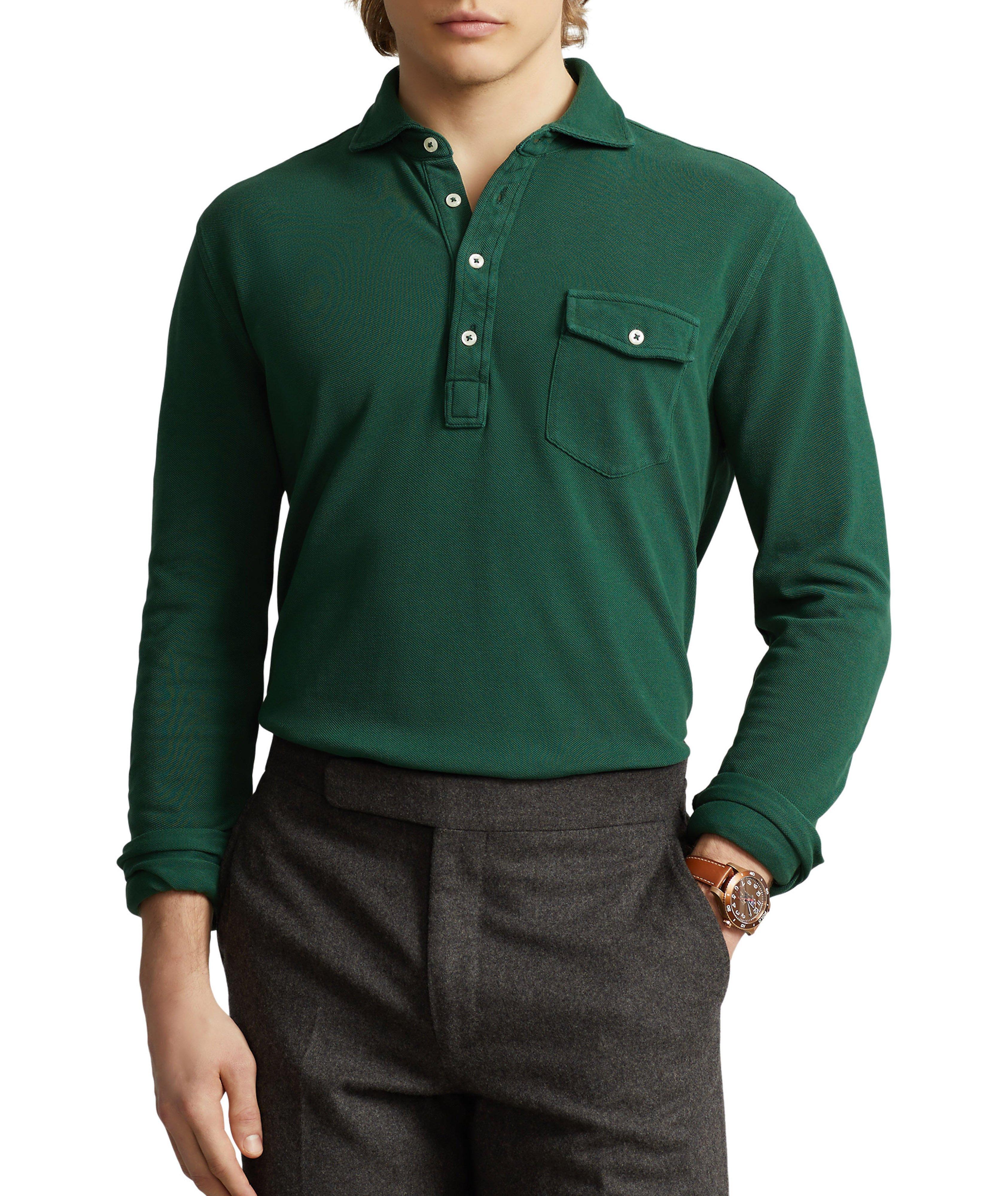 Cotton Long-Sleeve Polo image 1