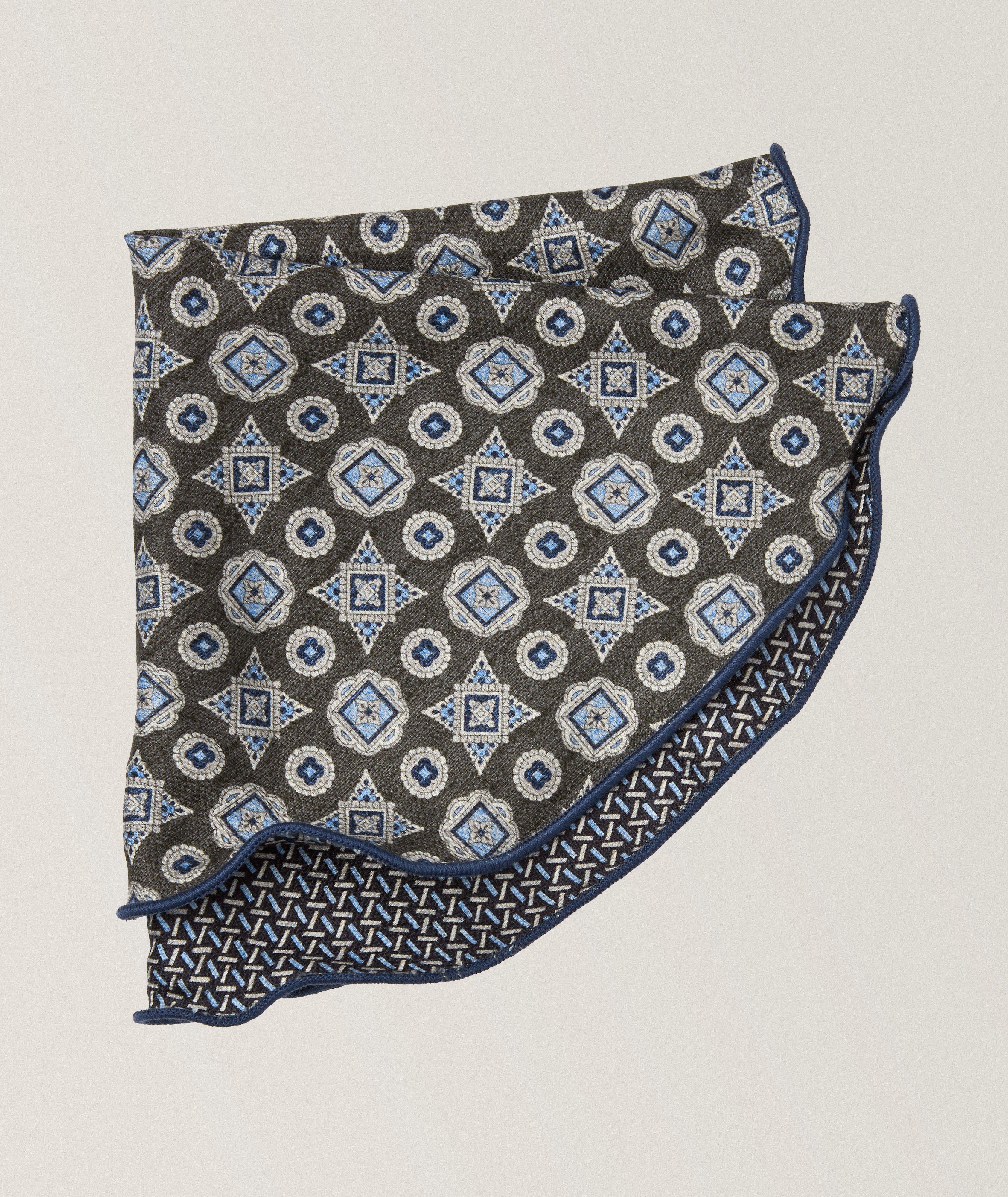 Reversible Medallion-Neat Silk Pocket Square image 0