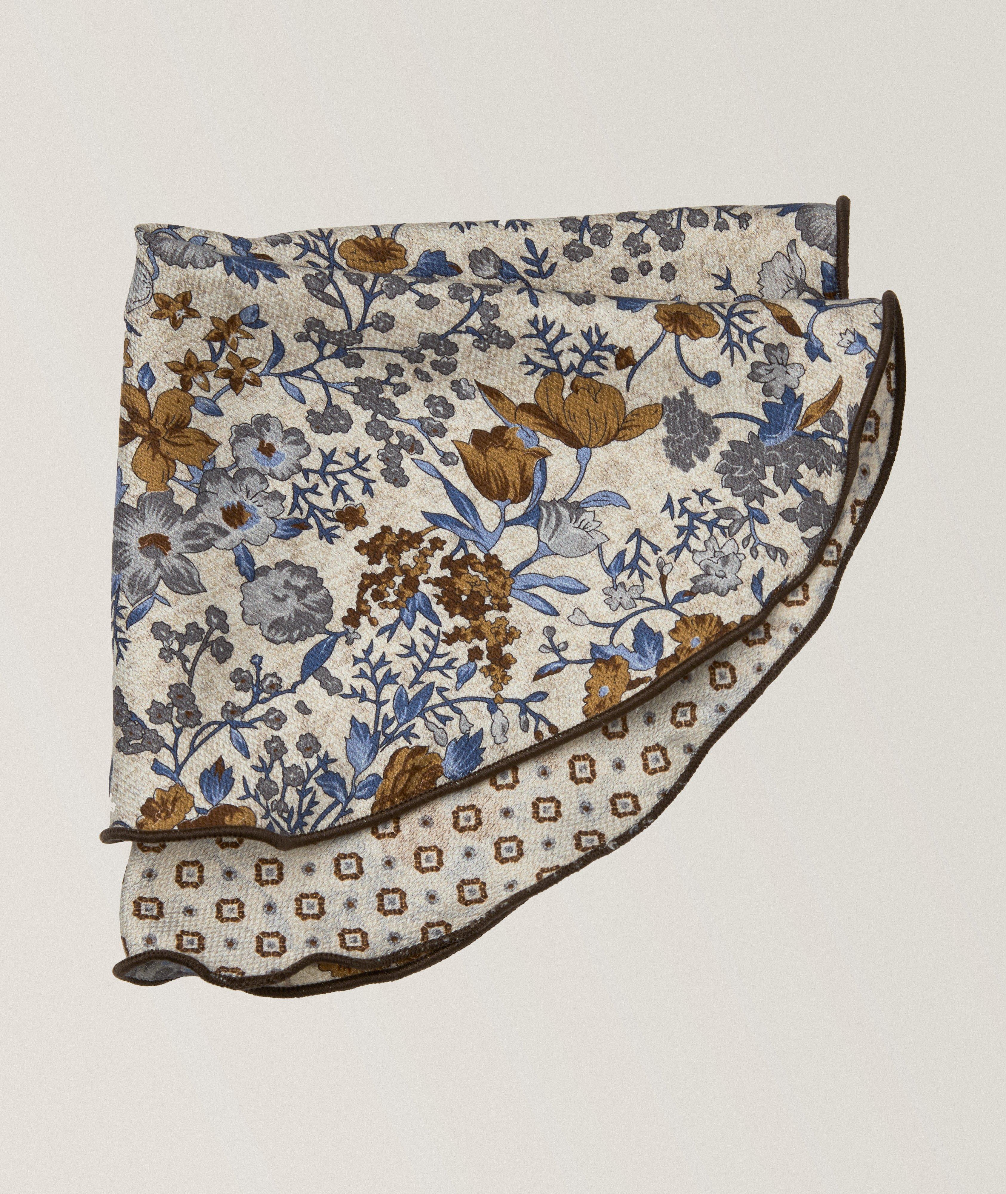 Reversible Medallion-Floral Pocket Square image 0