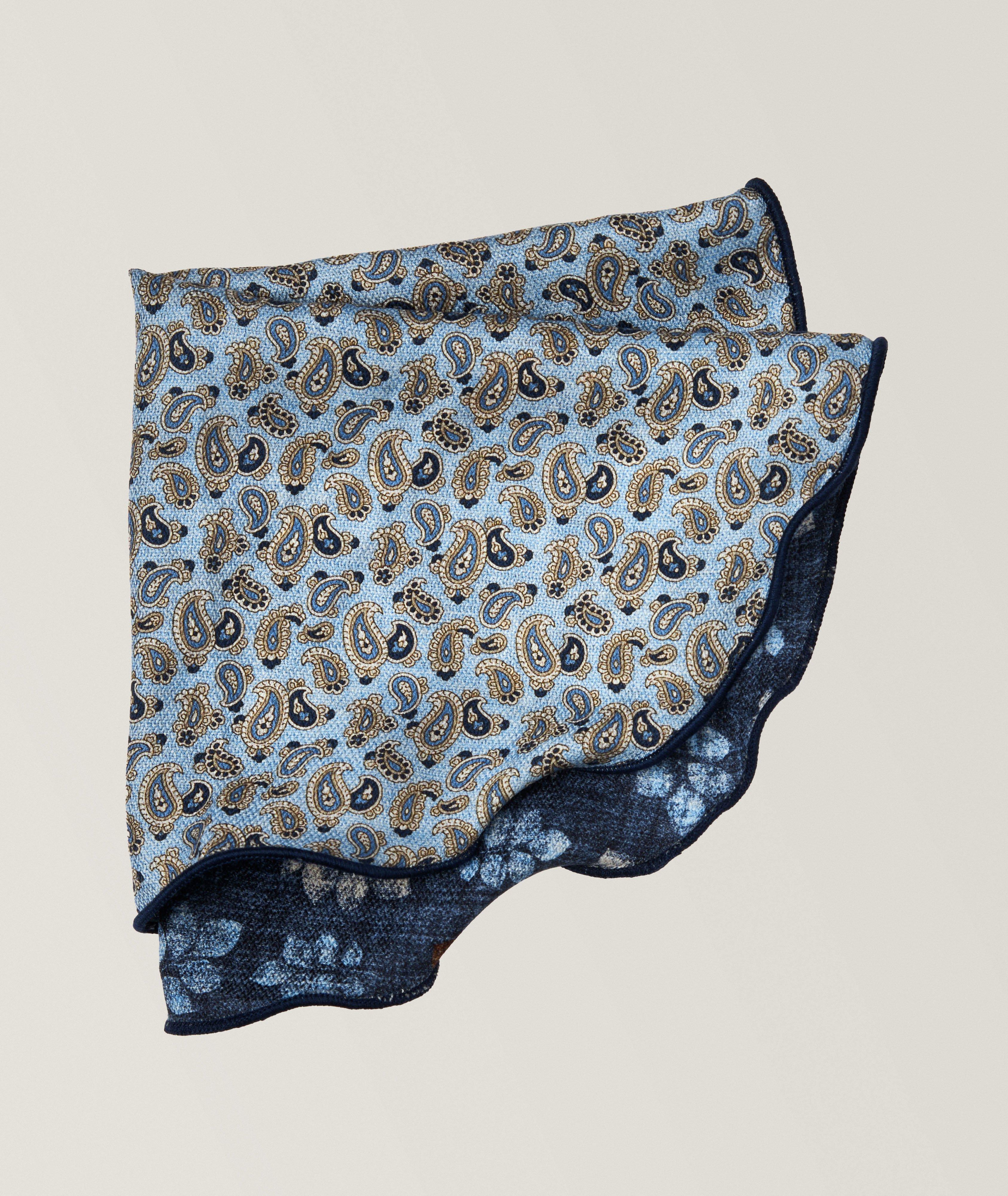 Reversible Floral-Pasiley Silk Pocket Circle  image 0