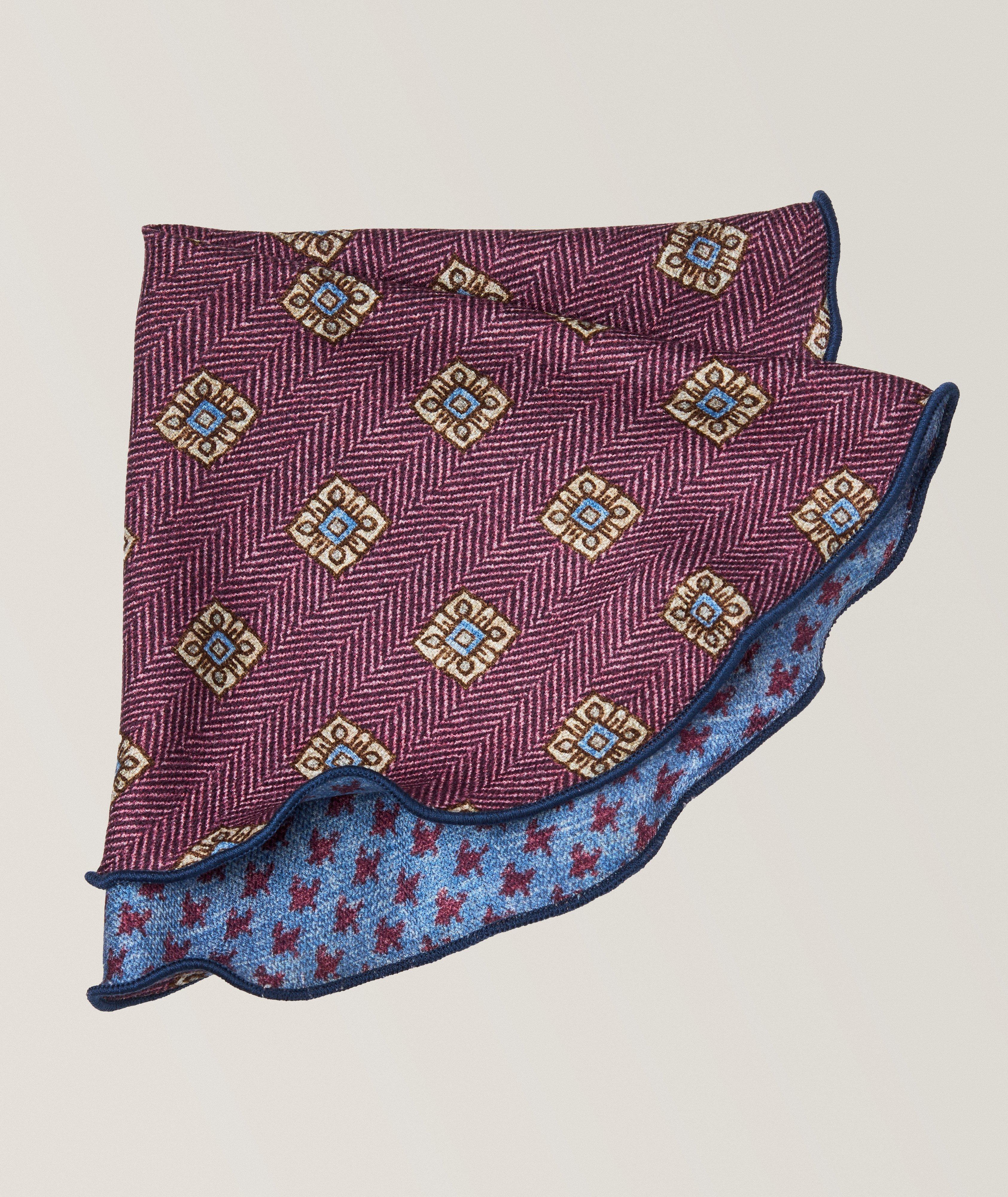 Reversible Medallion-Houndstooth Silk Pocket Circle image 0