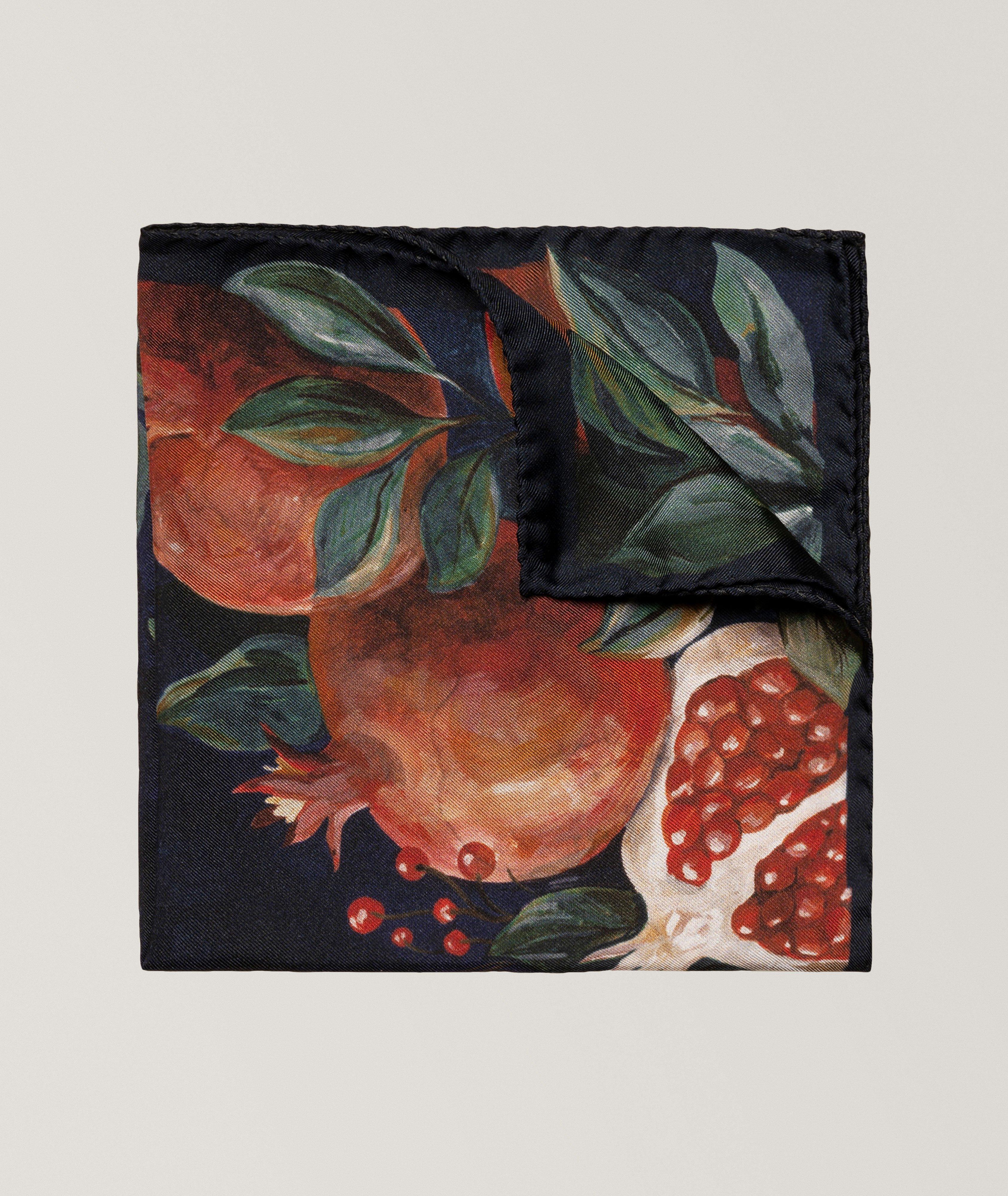 Pomegranate Print Silk Pocket Square image 0