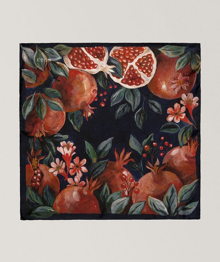 Pomegranate Print Silk Pocket Square image 1