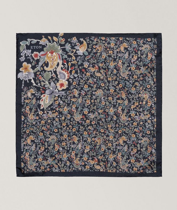 Floral Paisley Silk Pocket Square image 1