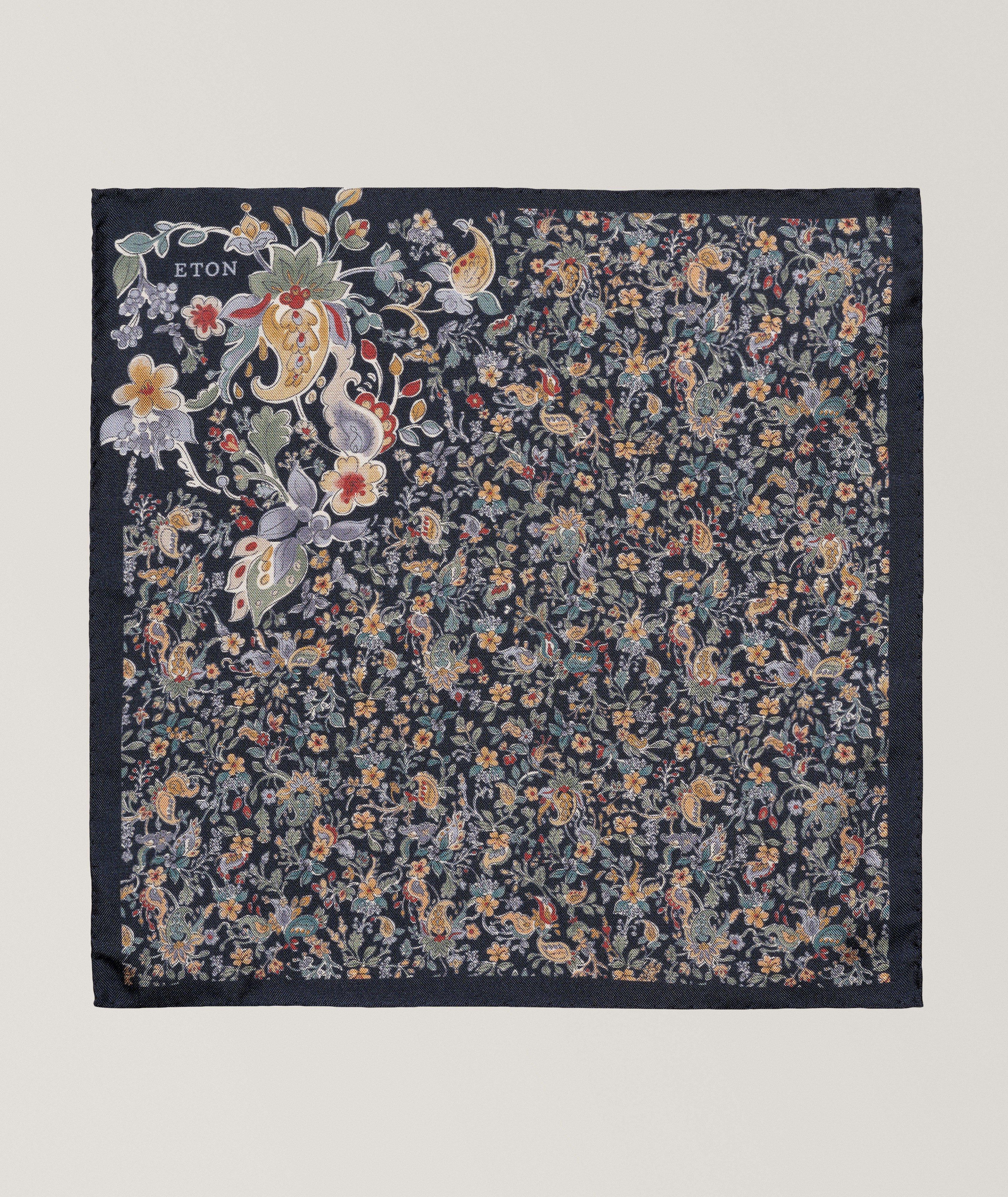 Floral Paisley Silk Pocket Square image 1