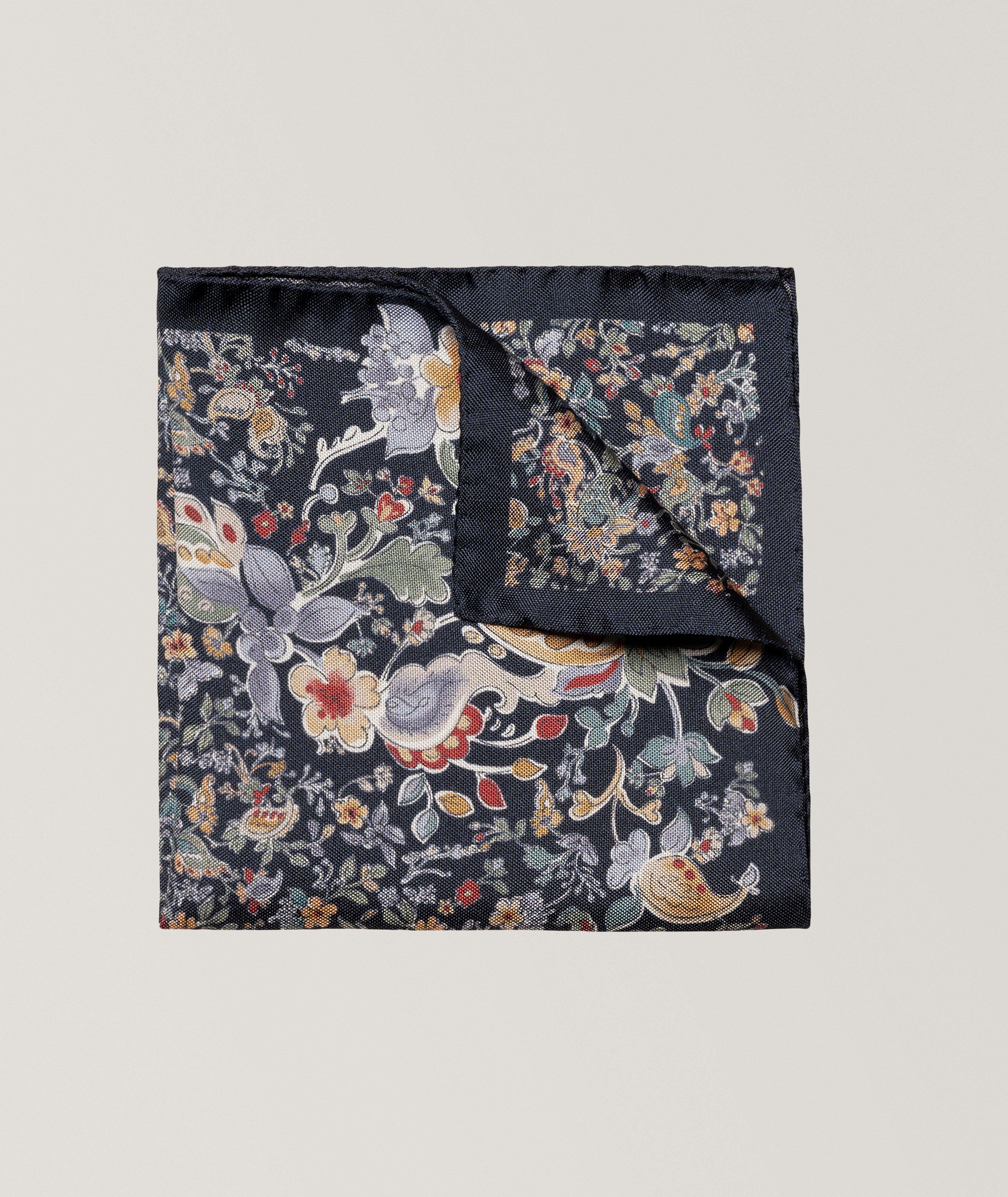 Floral Paisley Silk Pocket Square image 0