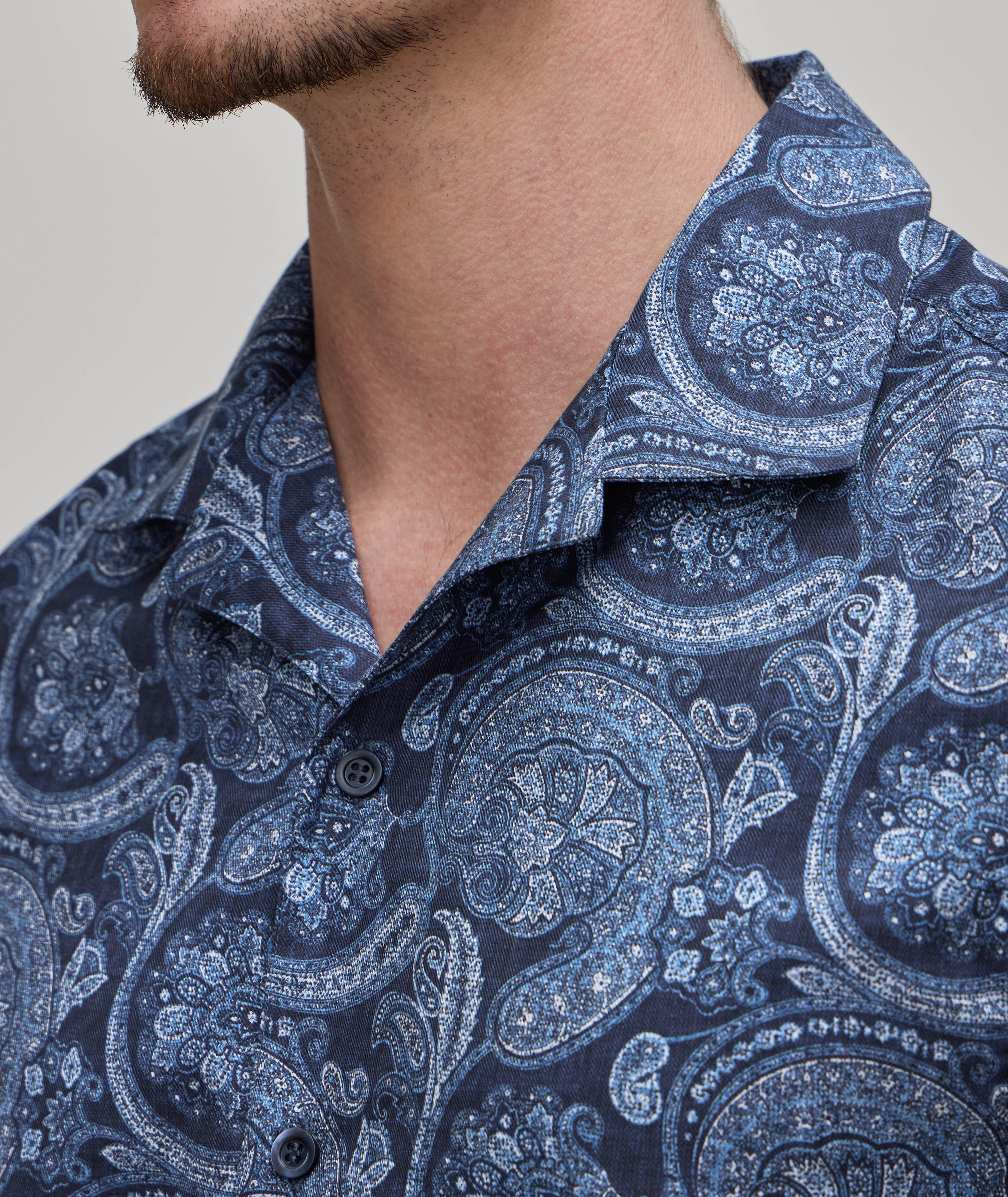 Chemise en coton à col cubain et à motif paisley image 3