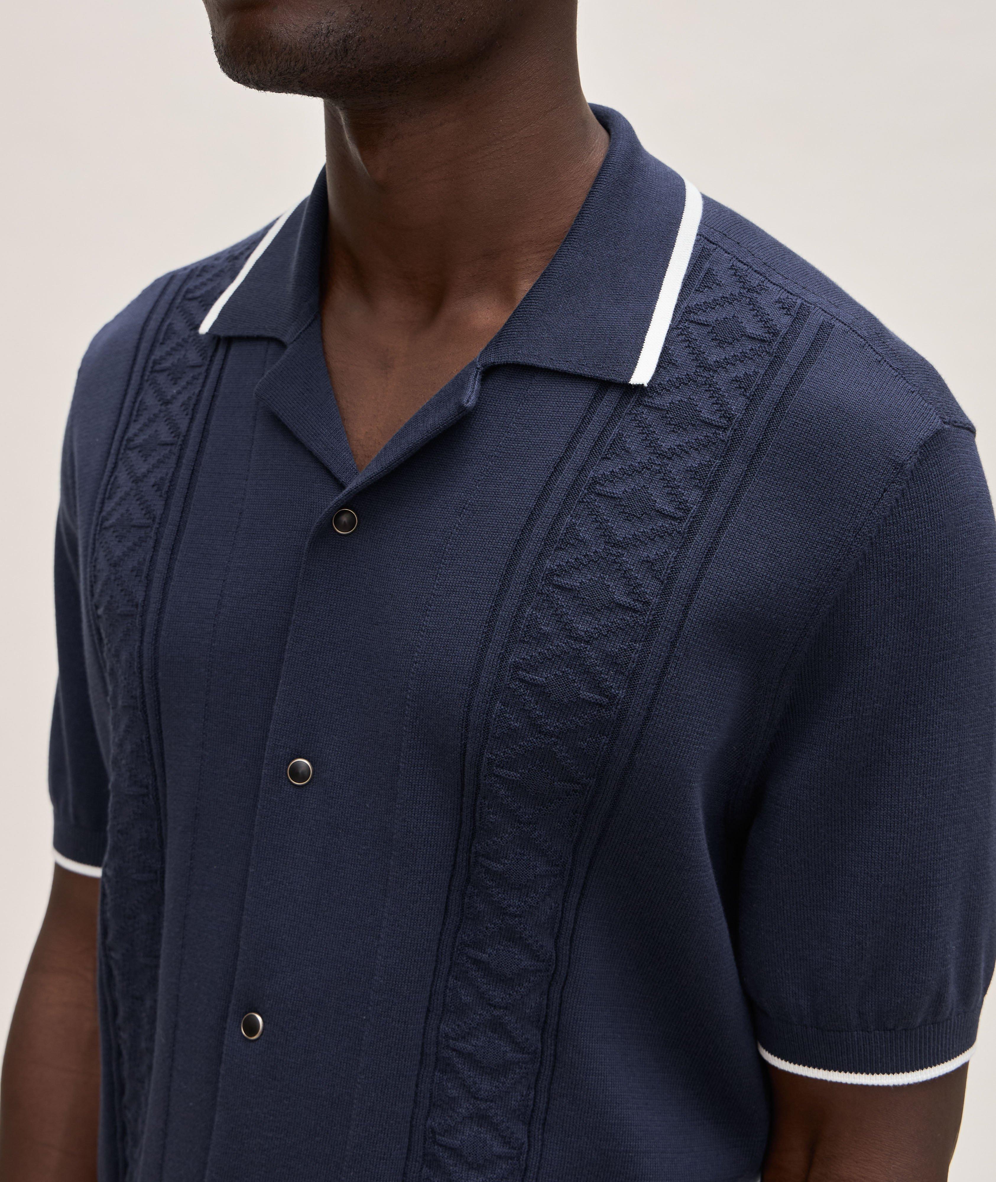 Intarsia Knit Cotton Polo