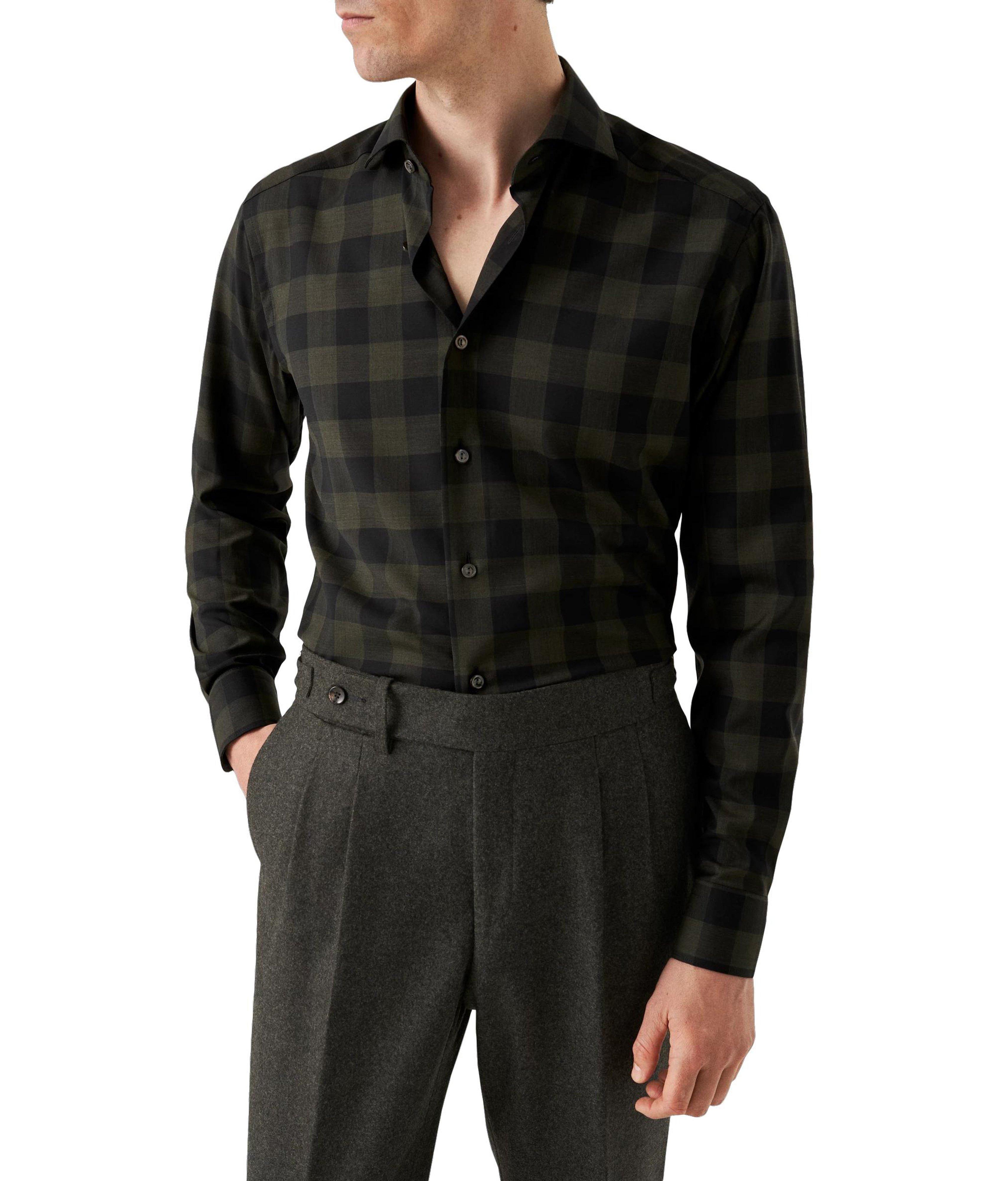 Contemporary-Fit Check Merino Wool Shirt image 1