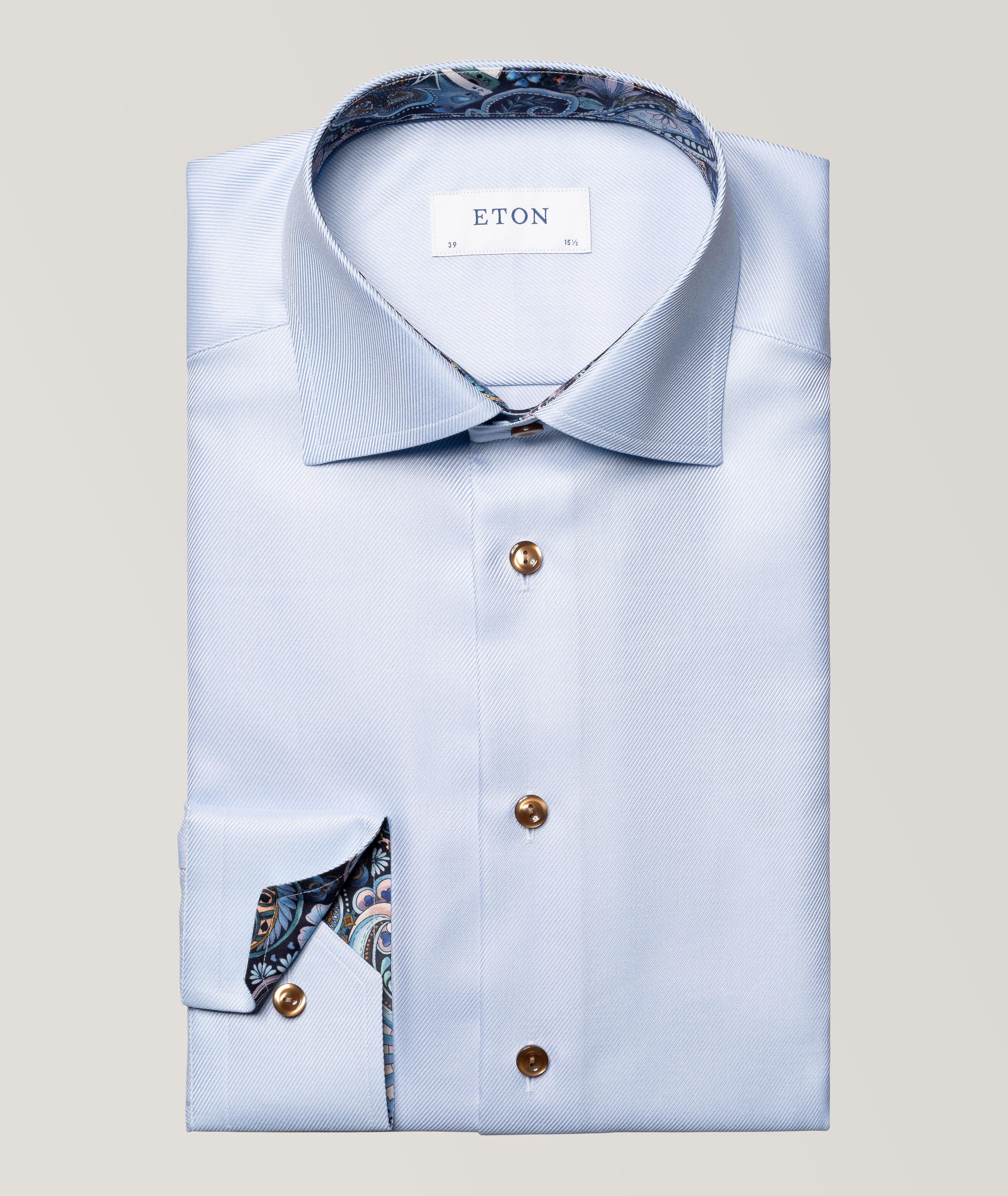 Contemporary-Fit Paisley Trim Twill Shirt  image 0