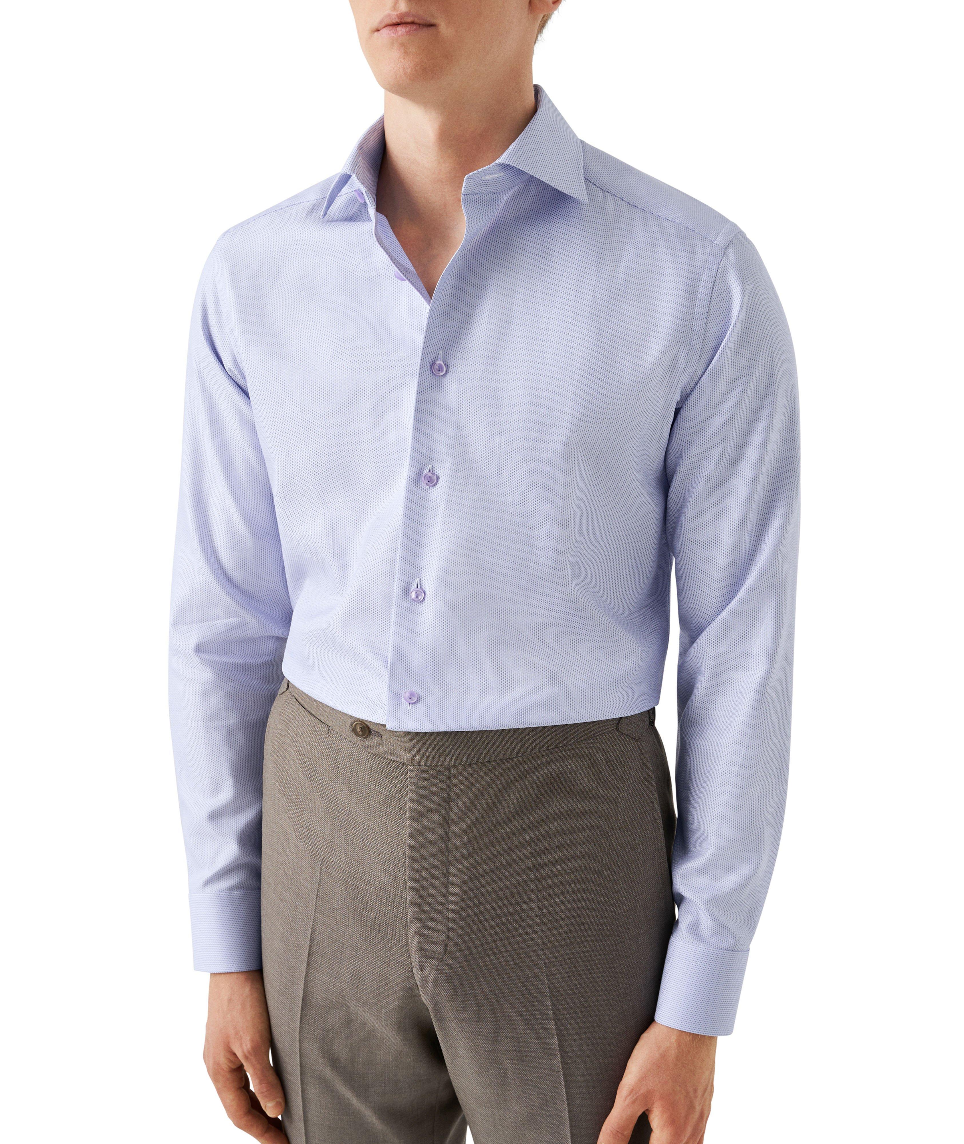 Slim-Fit Textured Twill Dress Shirt image 1