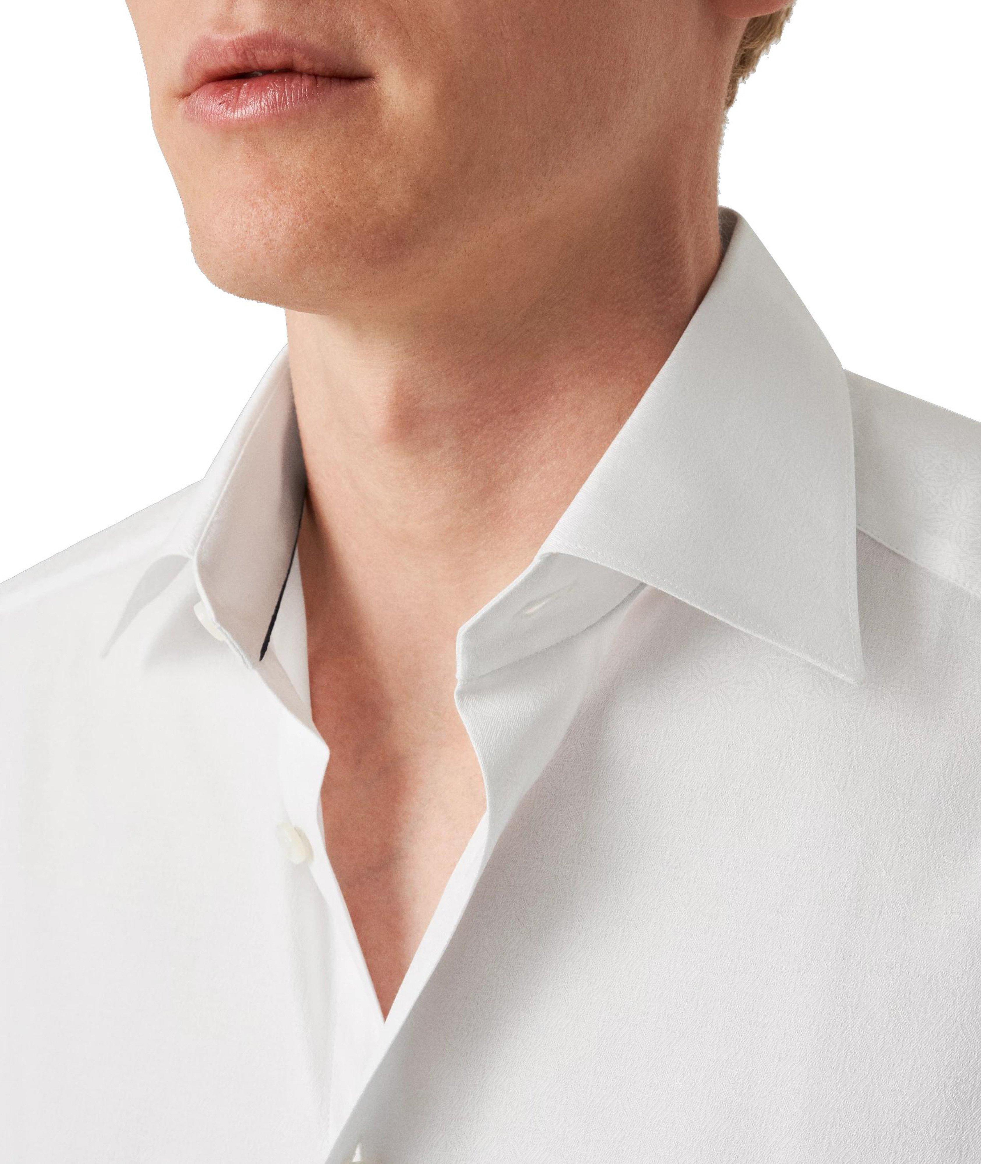 Slim-Fit Geometric Jacquard Dress Shirt  image 3