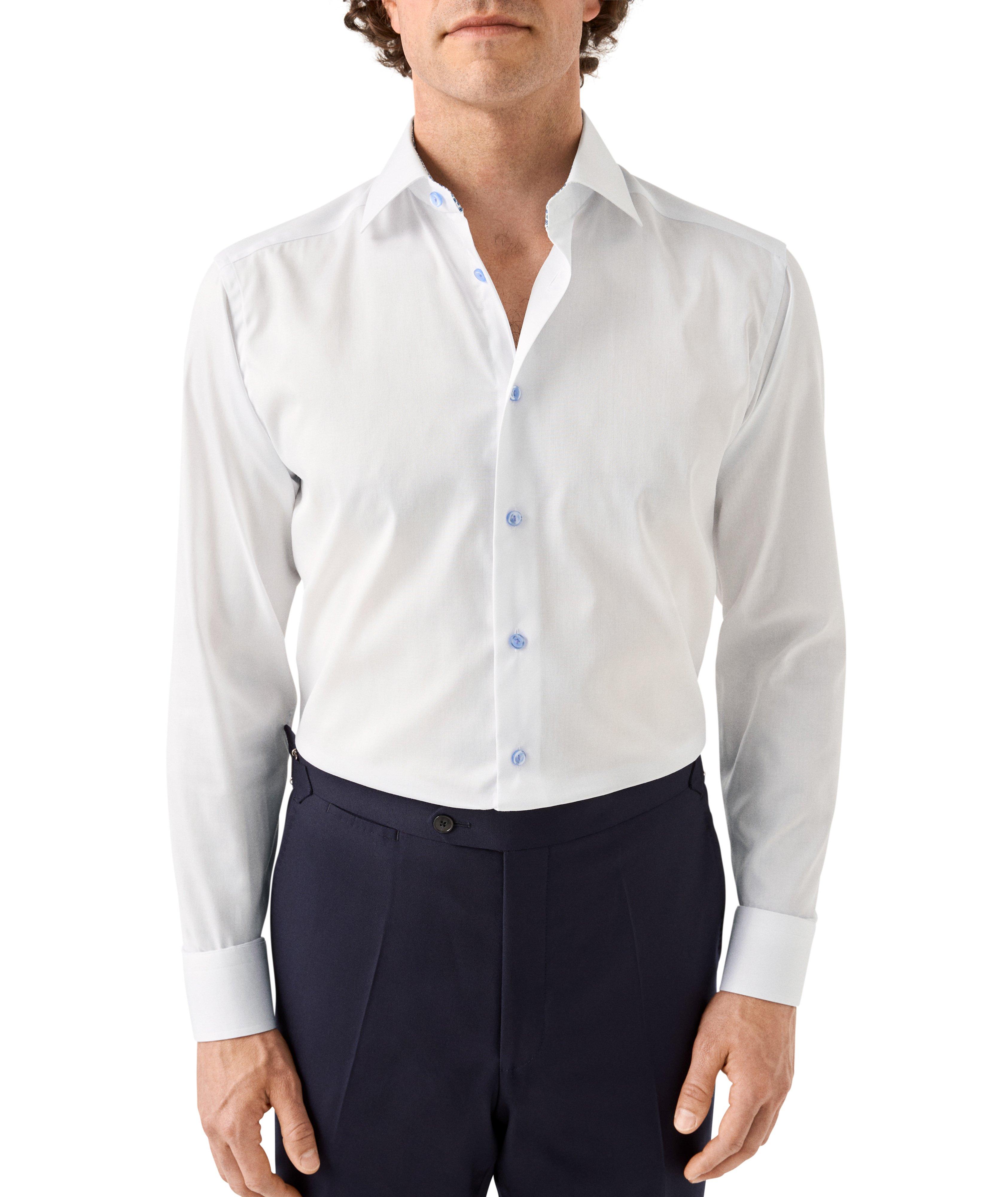 Contemporary-Fit Micro-Floral Trim Dress Shirt image 1