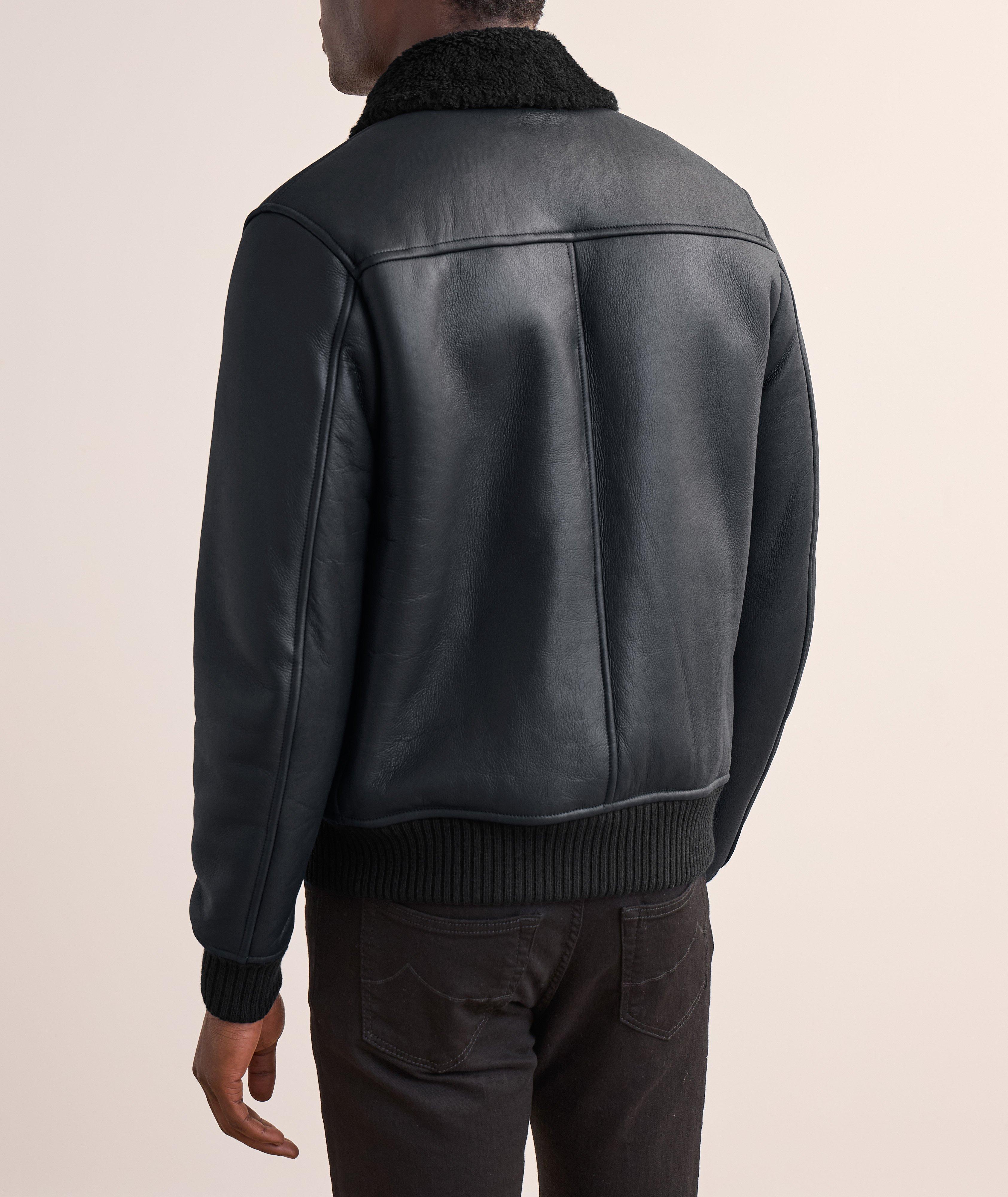 Shearling Collar Lambskin Leather Flight Jacket image 2