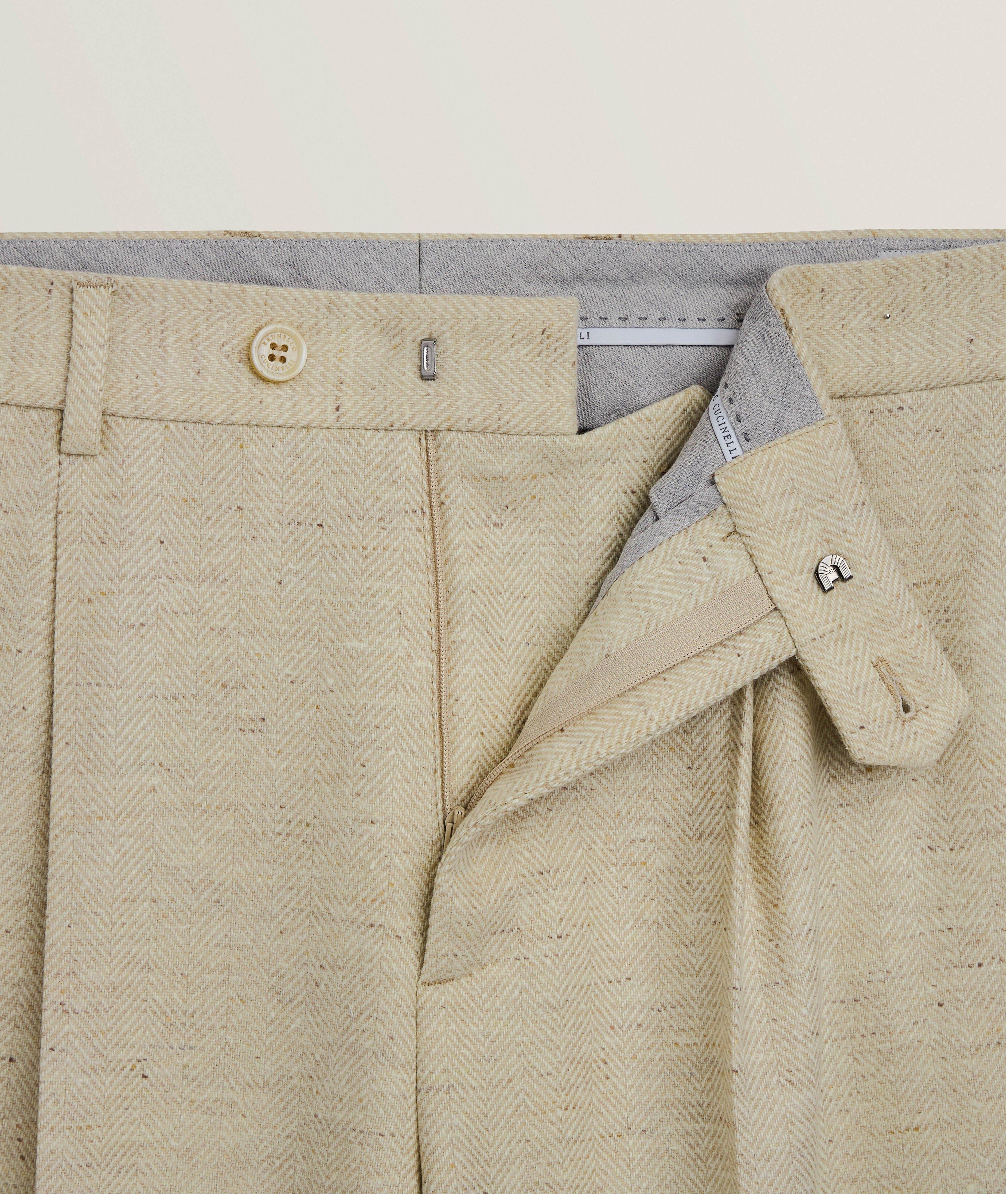 Herringbone Wool-Cashmere Pants  image 1