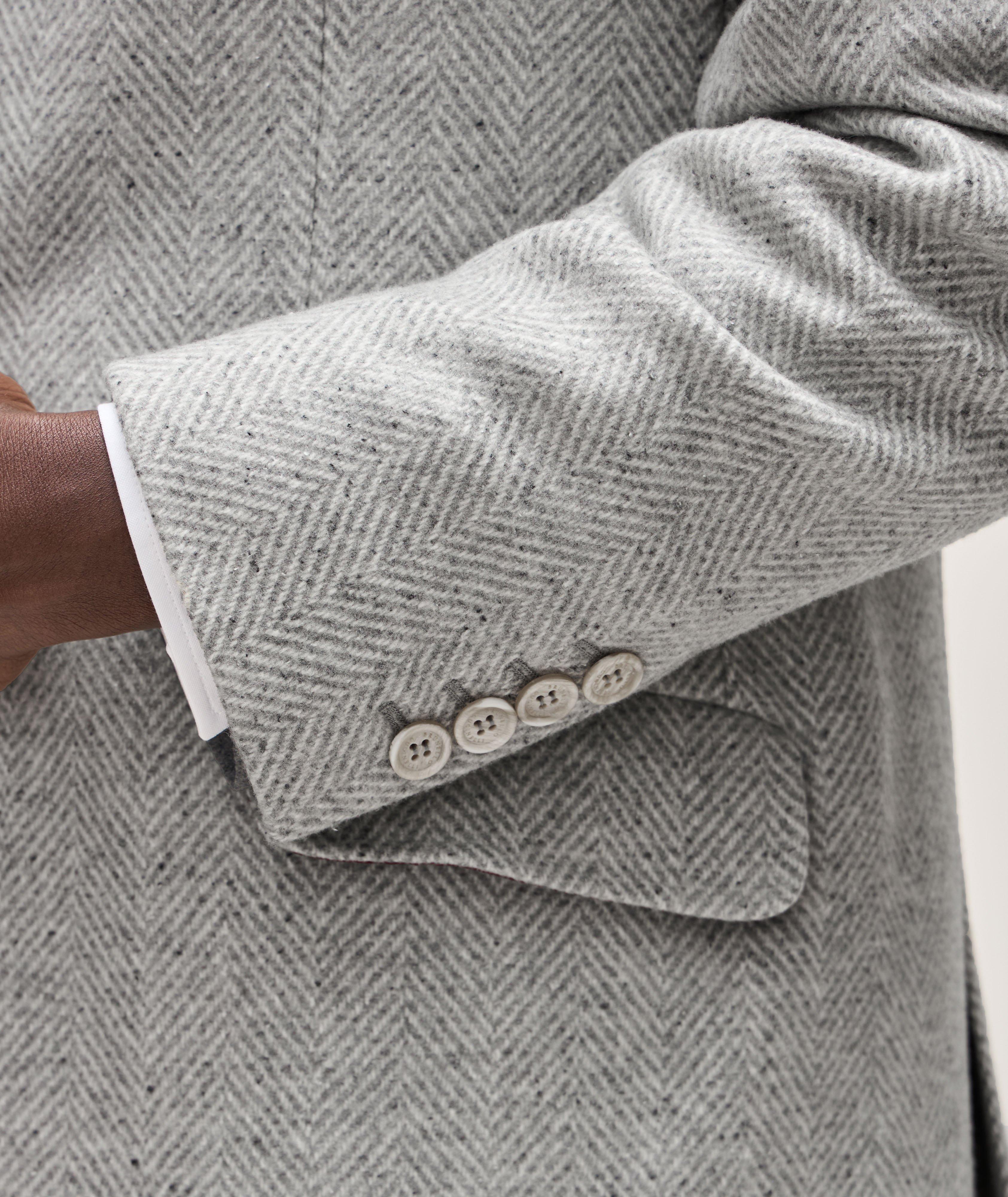 Wool, Silk&Cashmere Herringbone Overcoat