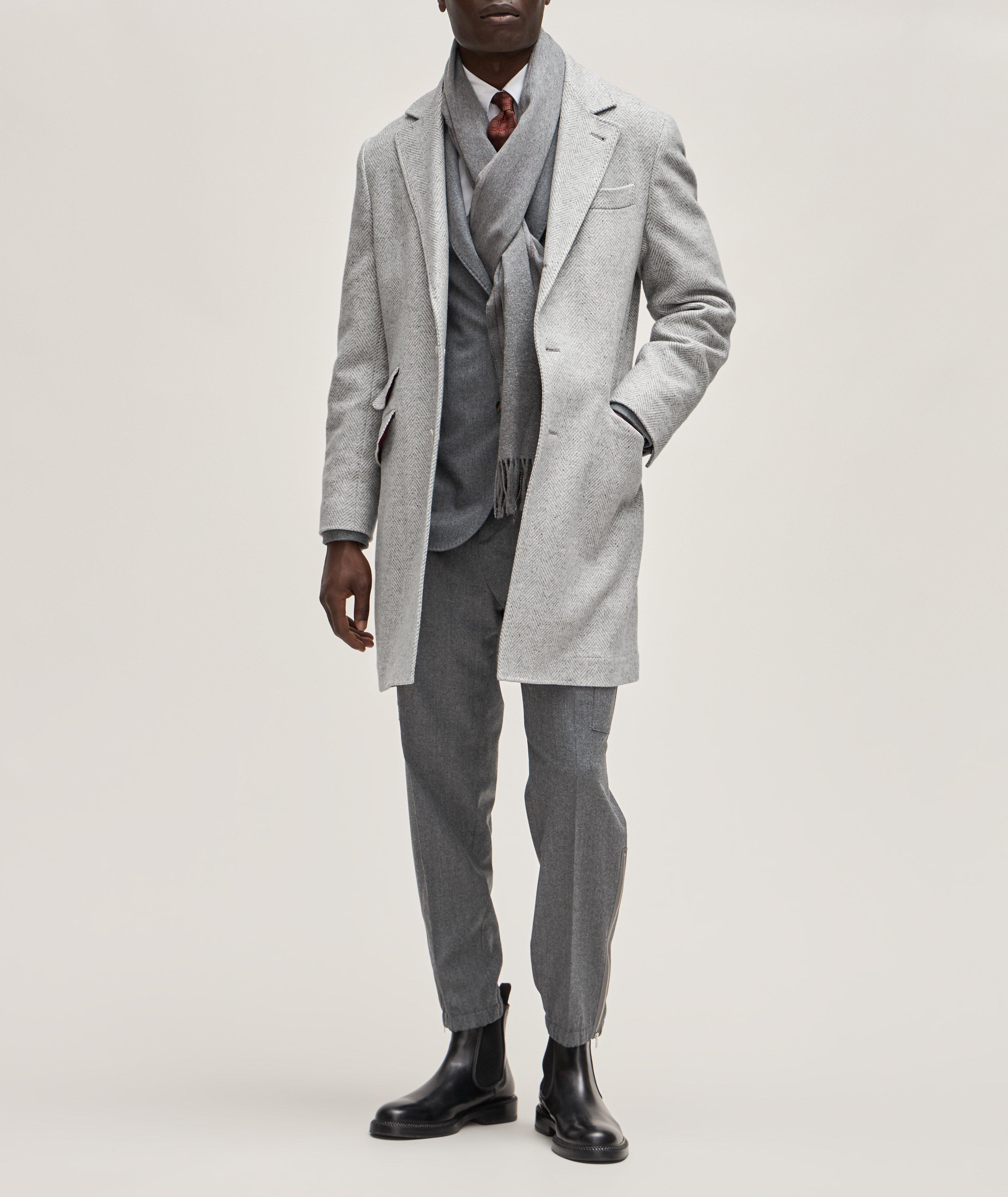 Wool, Silk&Cashmere Herringbone Overcoat  image 5