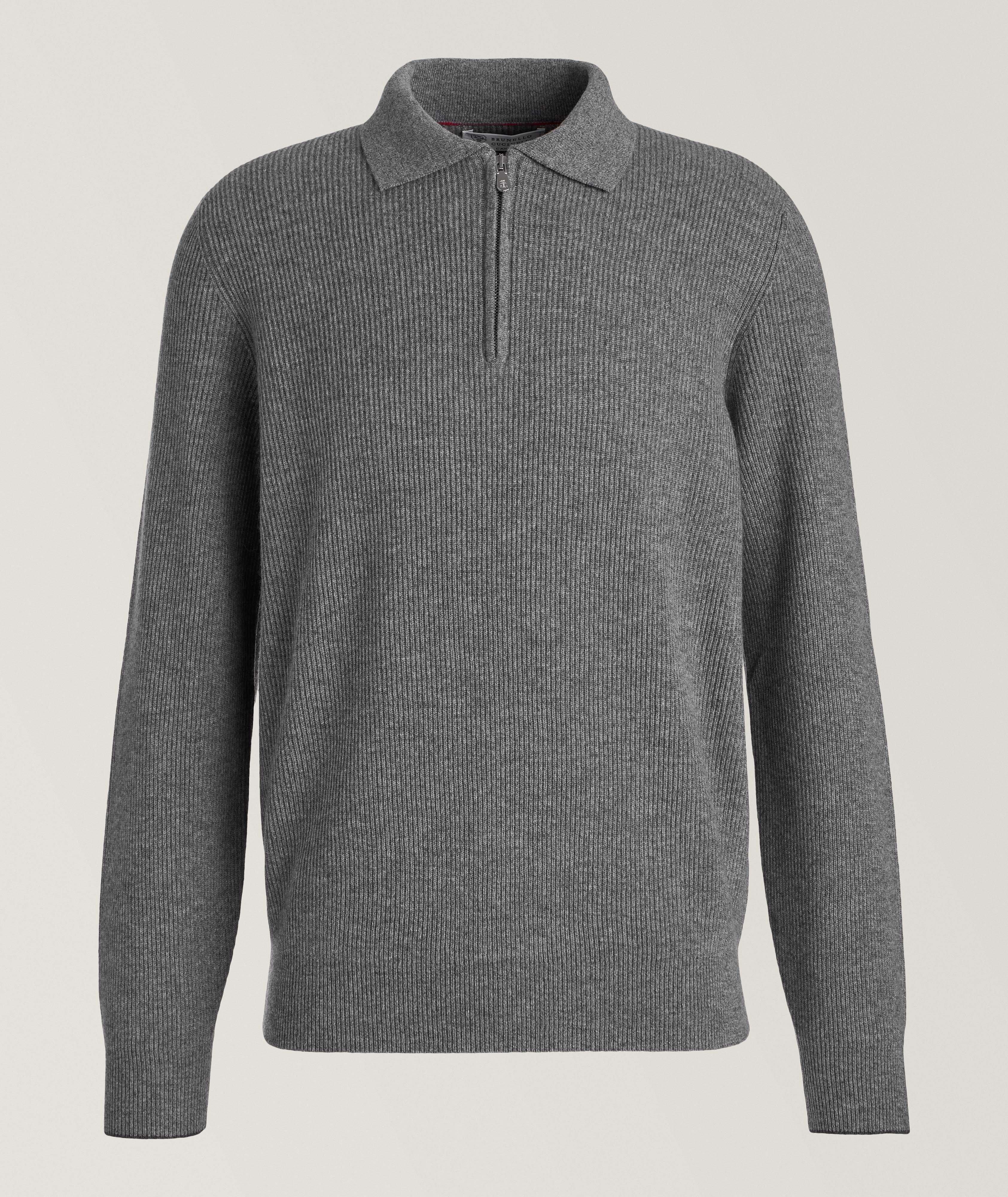 Quarter-Zip Cashmere Knitted Polo image 0