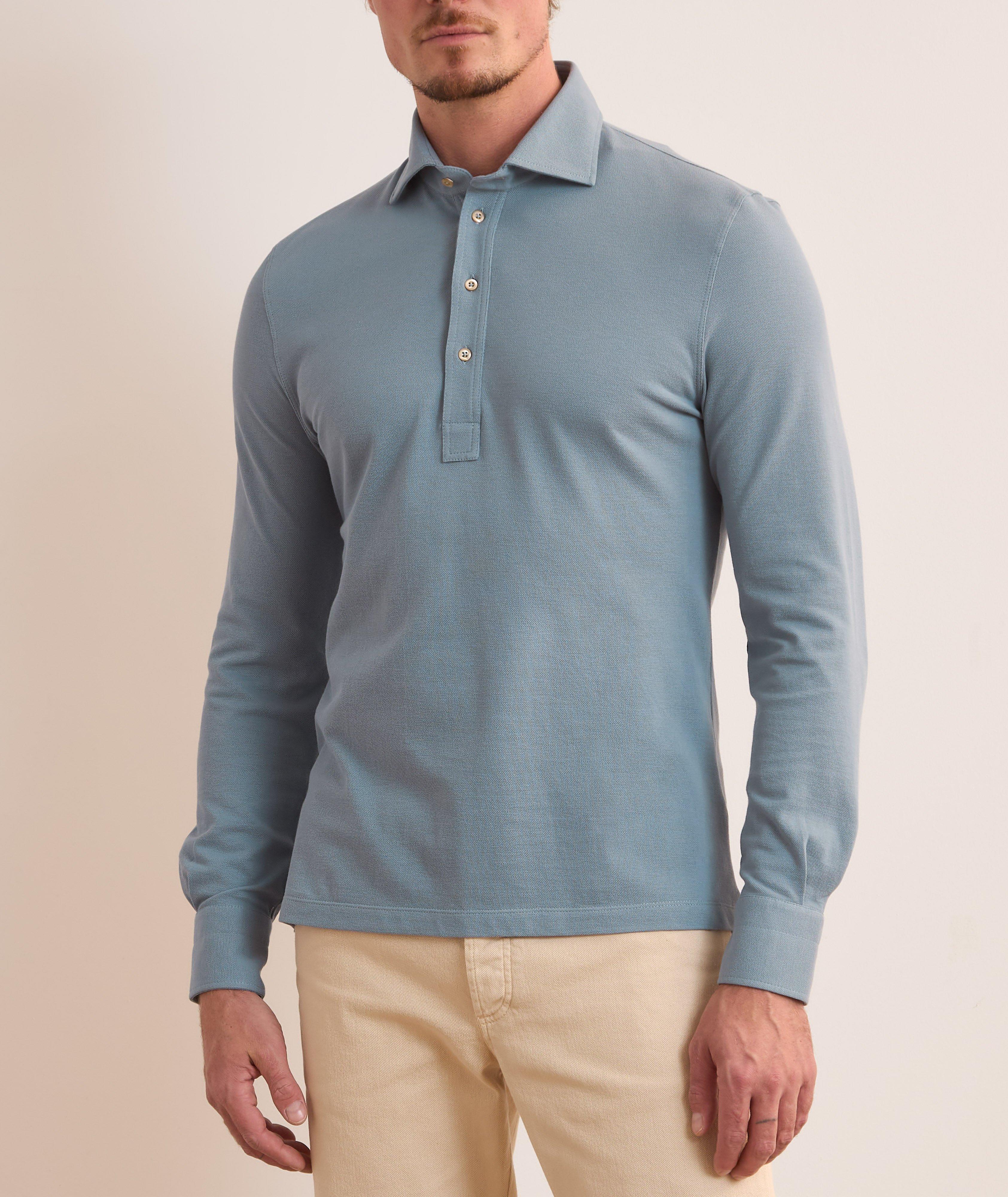 Cotton Piqué Long-Sleeve Polo image 1