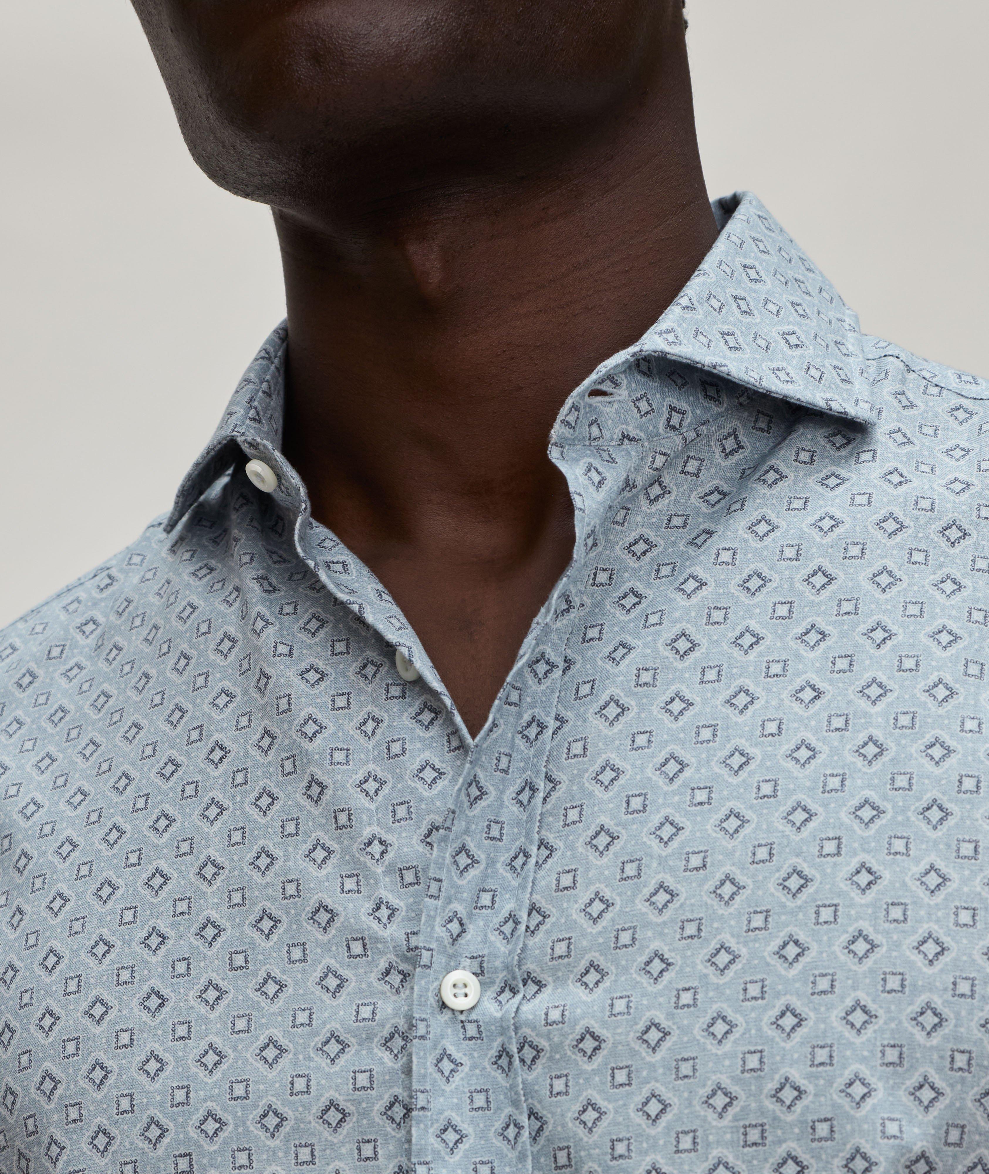 Chemise décontractée en coton à motif géométrique image 3