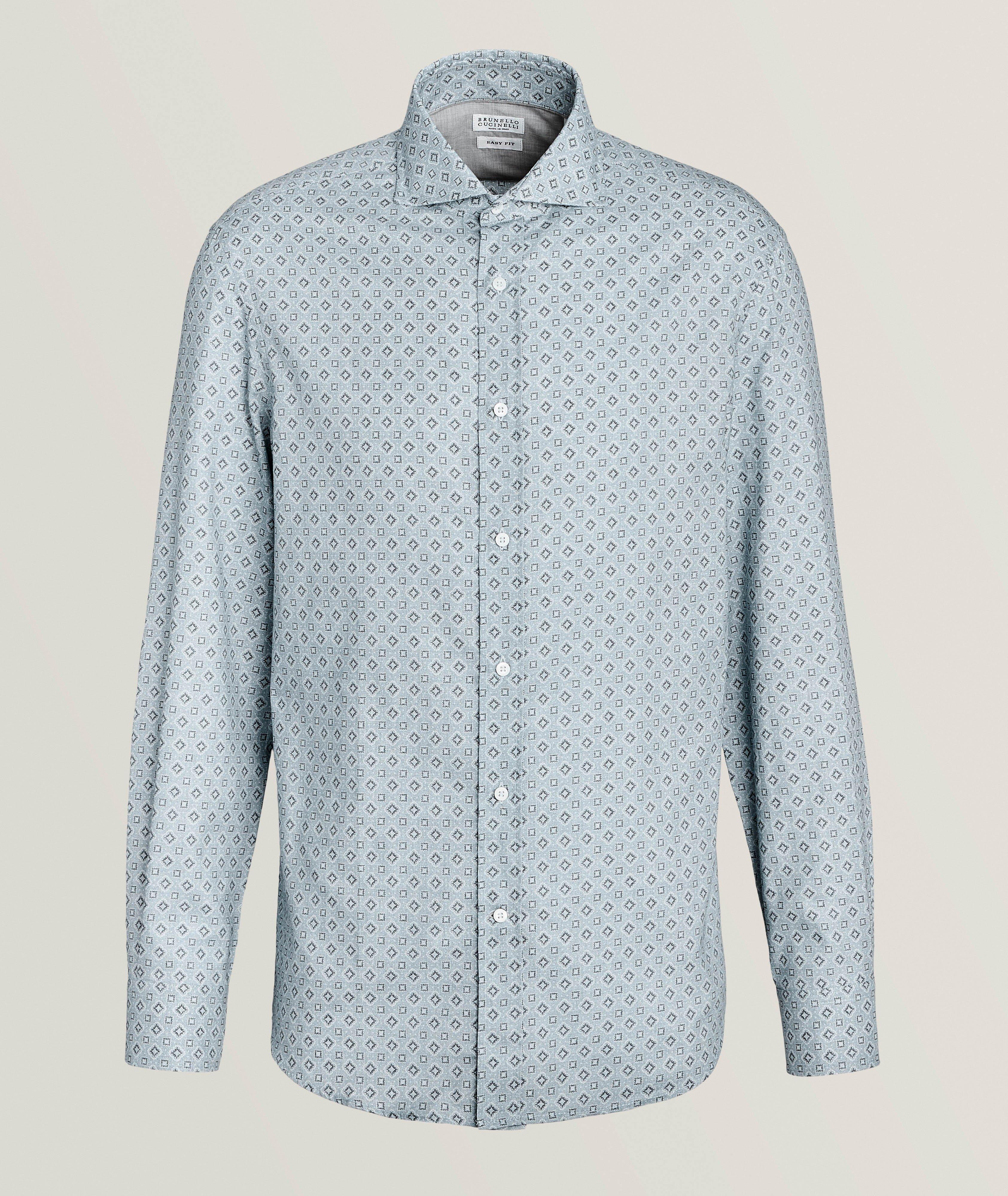 Chemise décontractée en coton à motif géométrique image 0