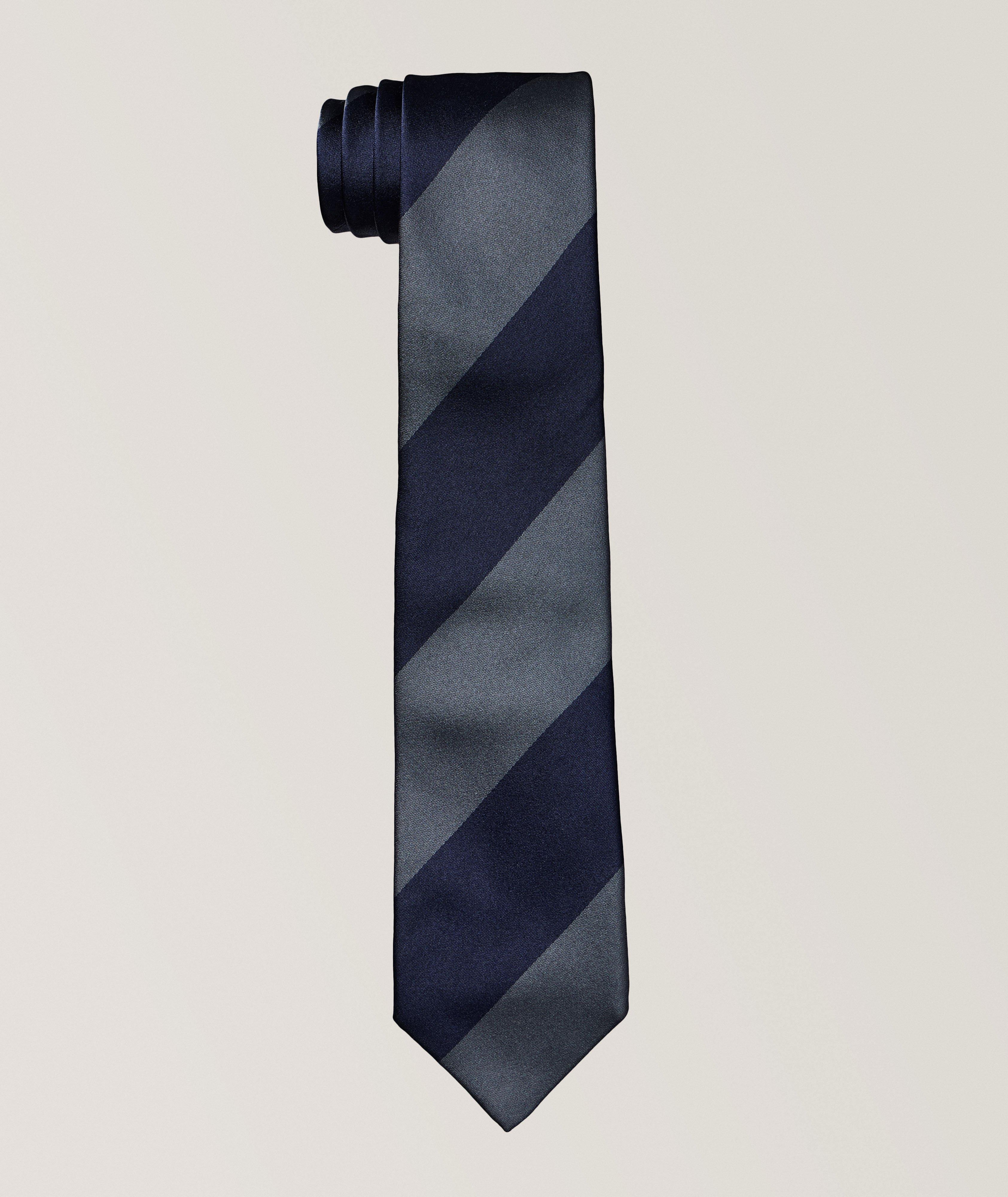 Wide Stripe Silk Tie 